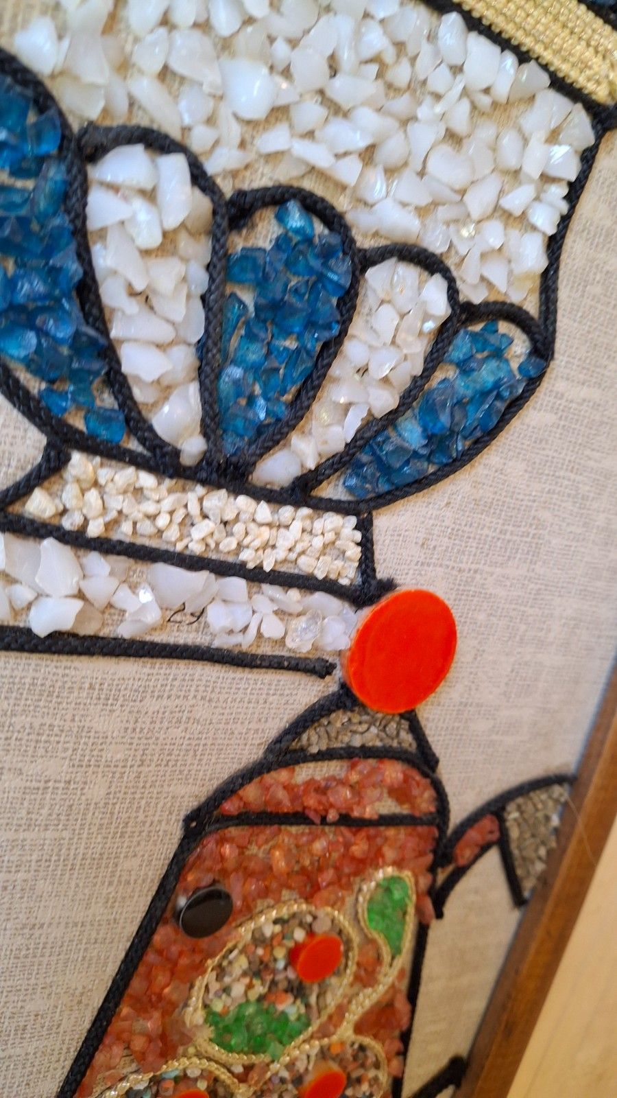 Fab Vintage 1960s Mid Century Kitsch Coffee Pot Mosaic Gravel Art Wall Hanging photo 120.0
