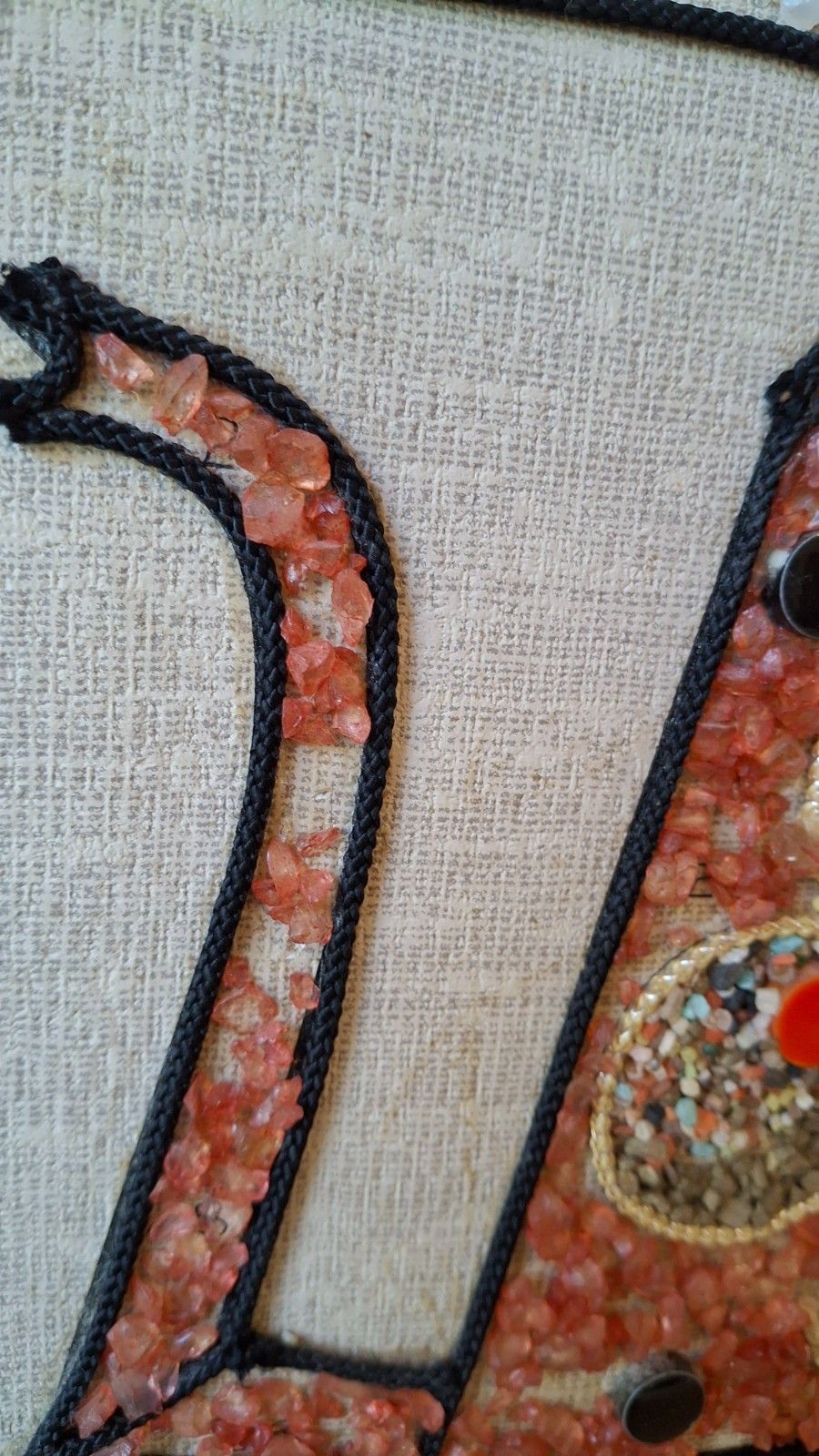Fab Vintage 1960s Mid Century Kitsch Coffee Pot Mosaic Gravel Art Wall Hanging photo vintage