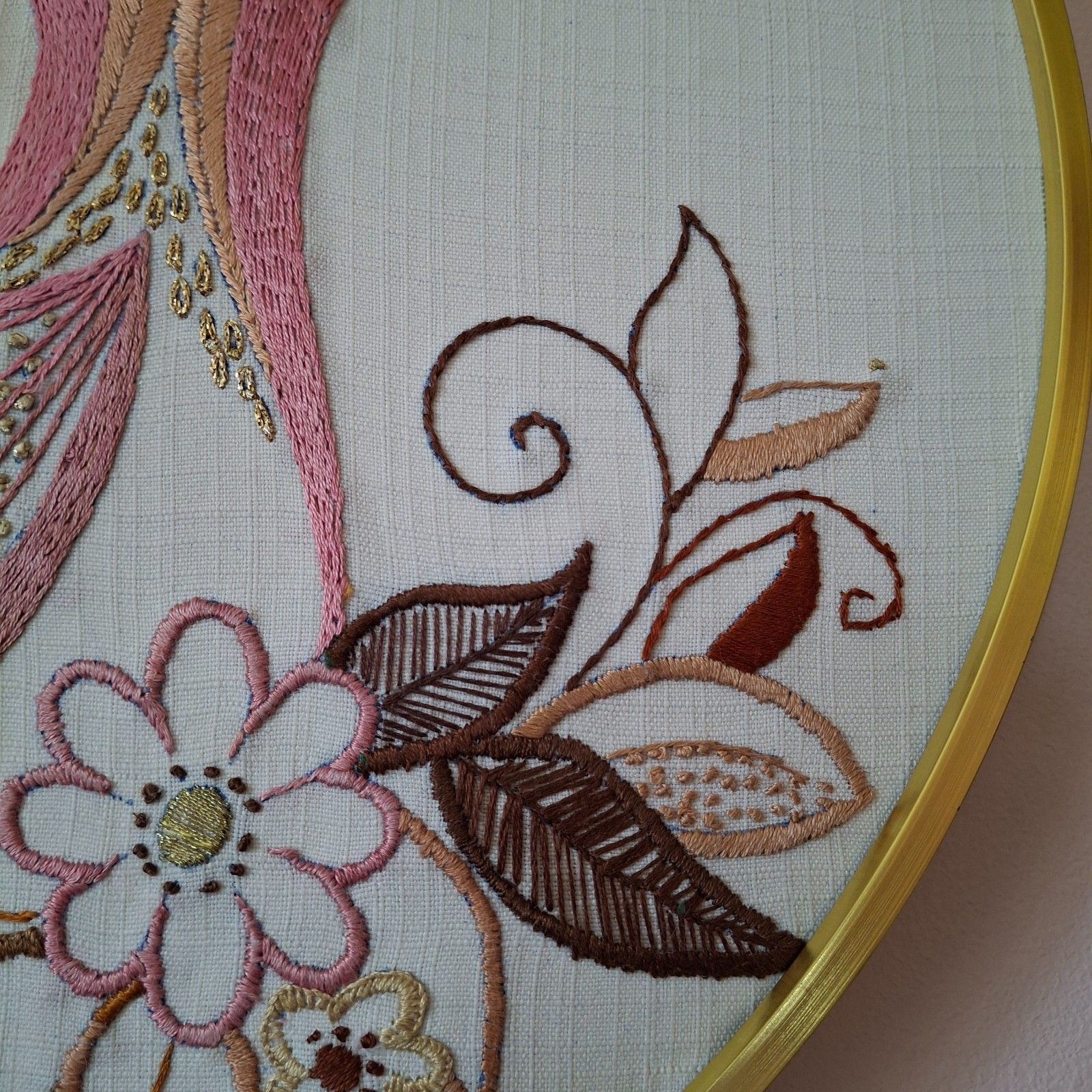 photo furniture Fab Vintage Retro 70s Embroidery Stitch Sewn Fire Bird Peacock Wall Art Picture