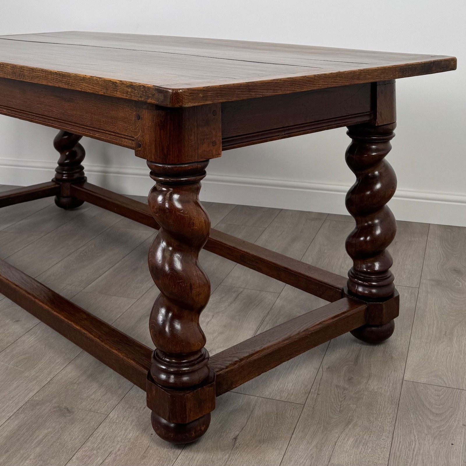 Antique 19th Century Barley Twist Dining Table In Oak photo 1495.0