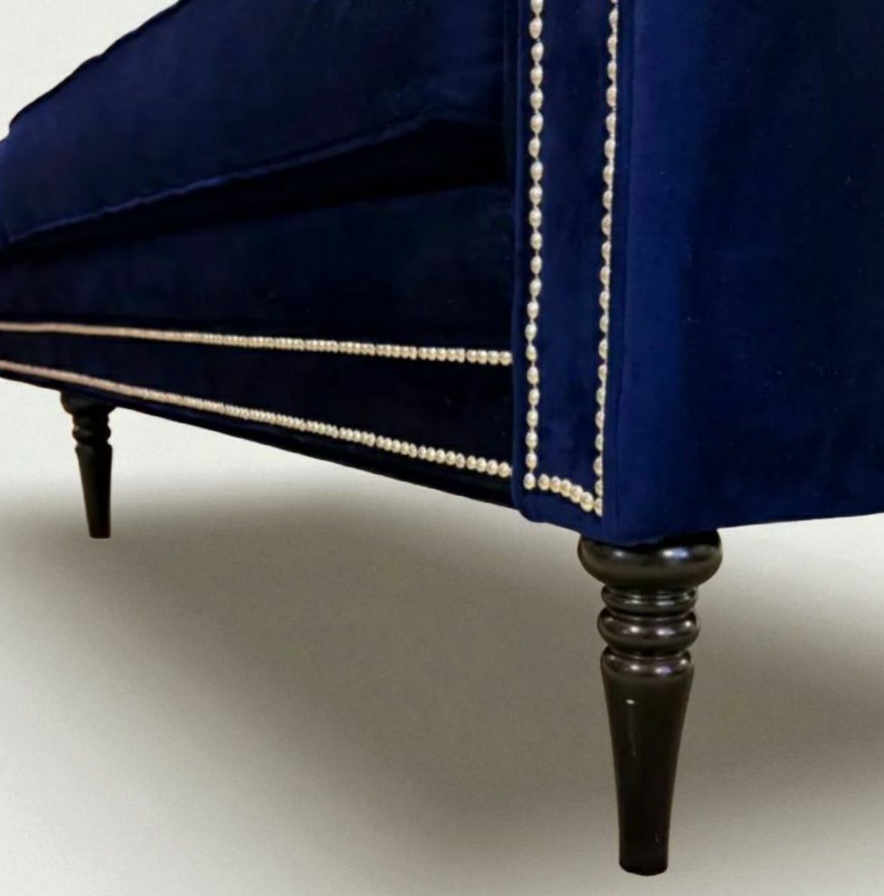 Beautiful Barely Used Large 4 Seater Sofa In Navy Blue Velvet Fabric photo buy