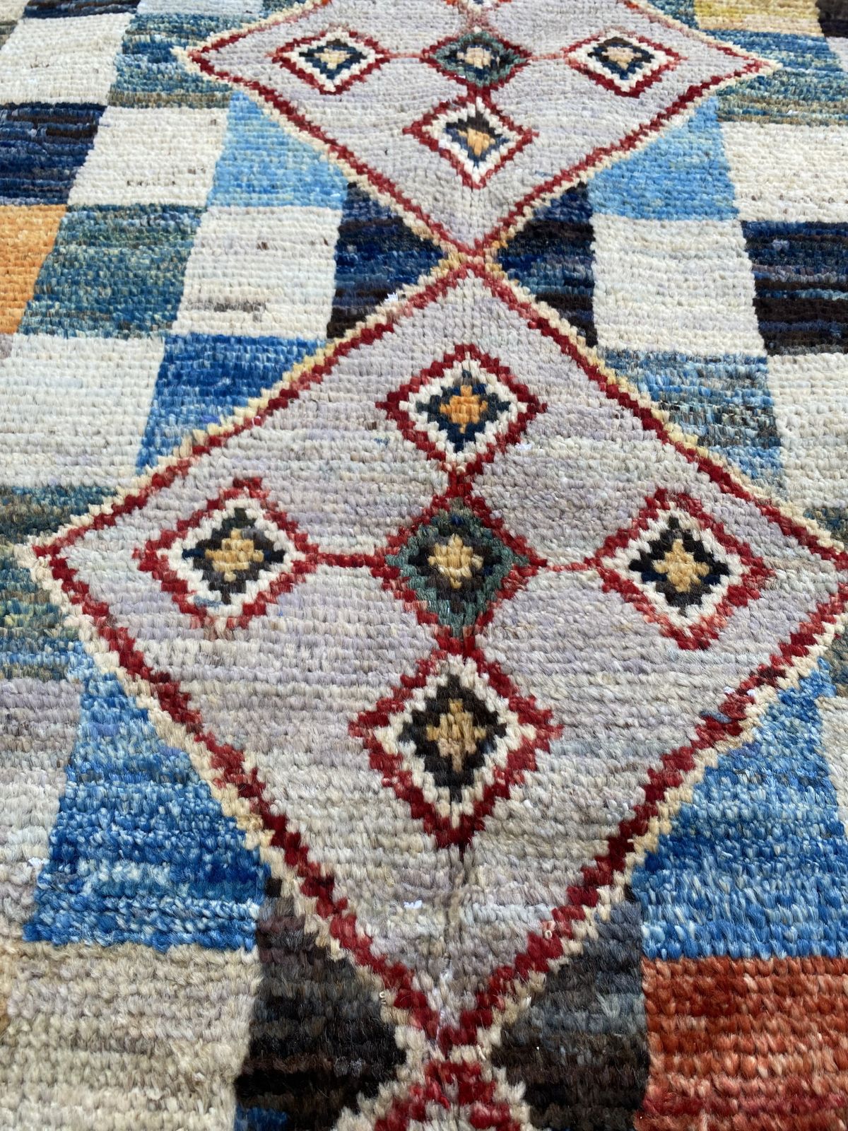 Moroccan Boho Berber Carpet Hand Knotted Multicolor Rug photo Textiles