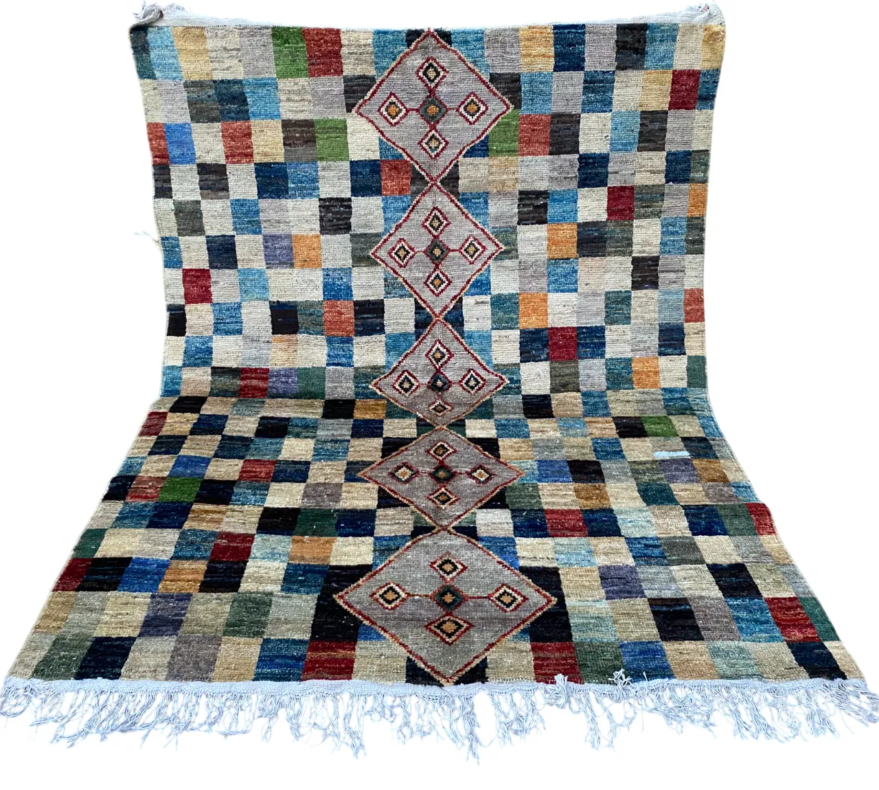 Moroccan Boho Berber Carpet Hand Knotted Multicolor Rug photo vinterior