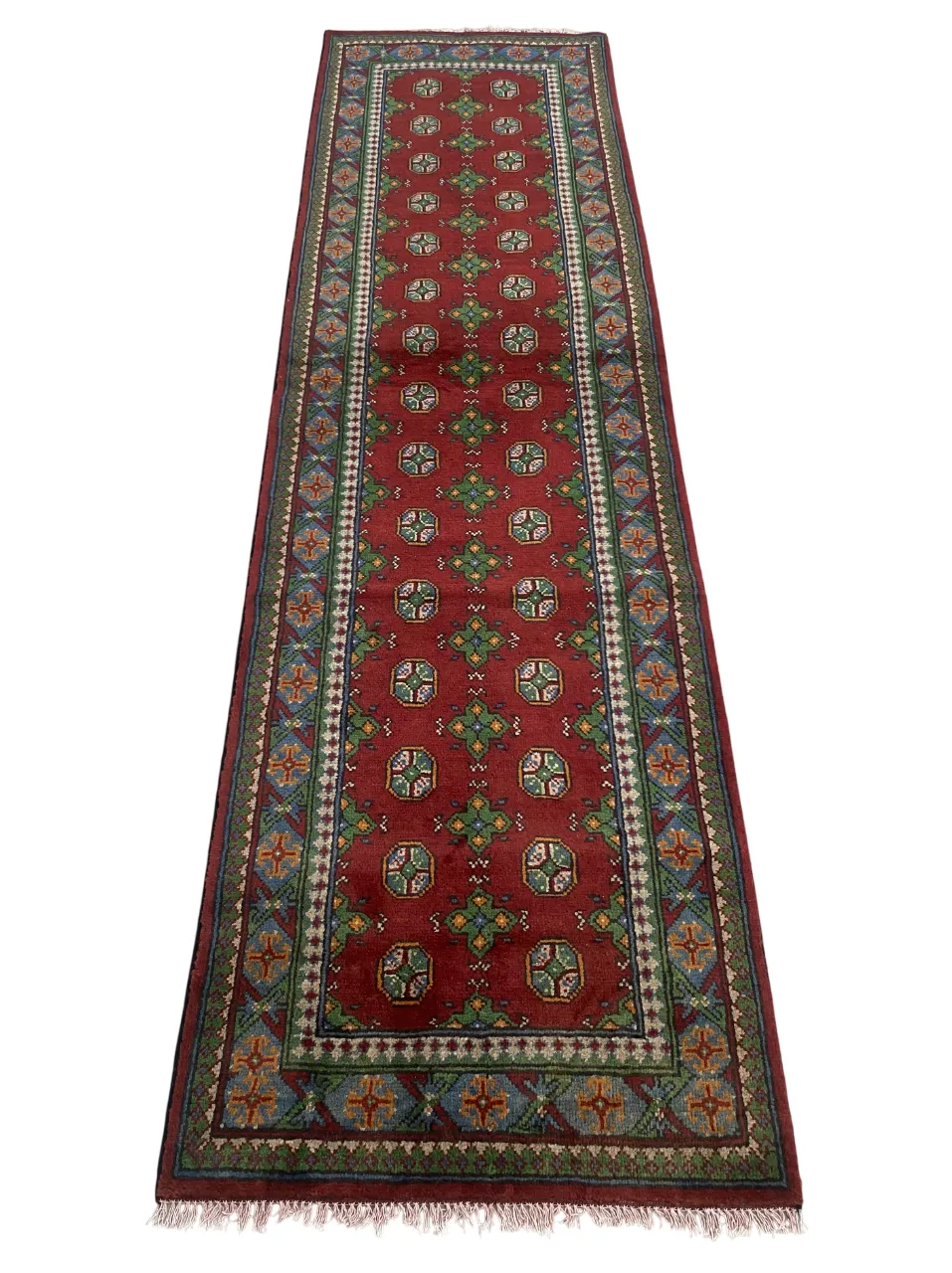 Bokhara Geometric Turkmen 3x10 Hand Knotted Runner Rug