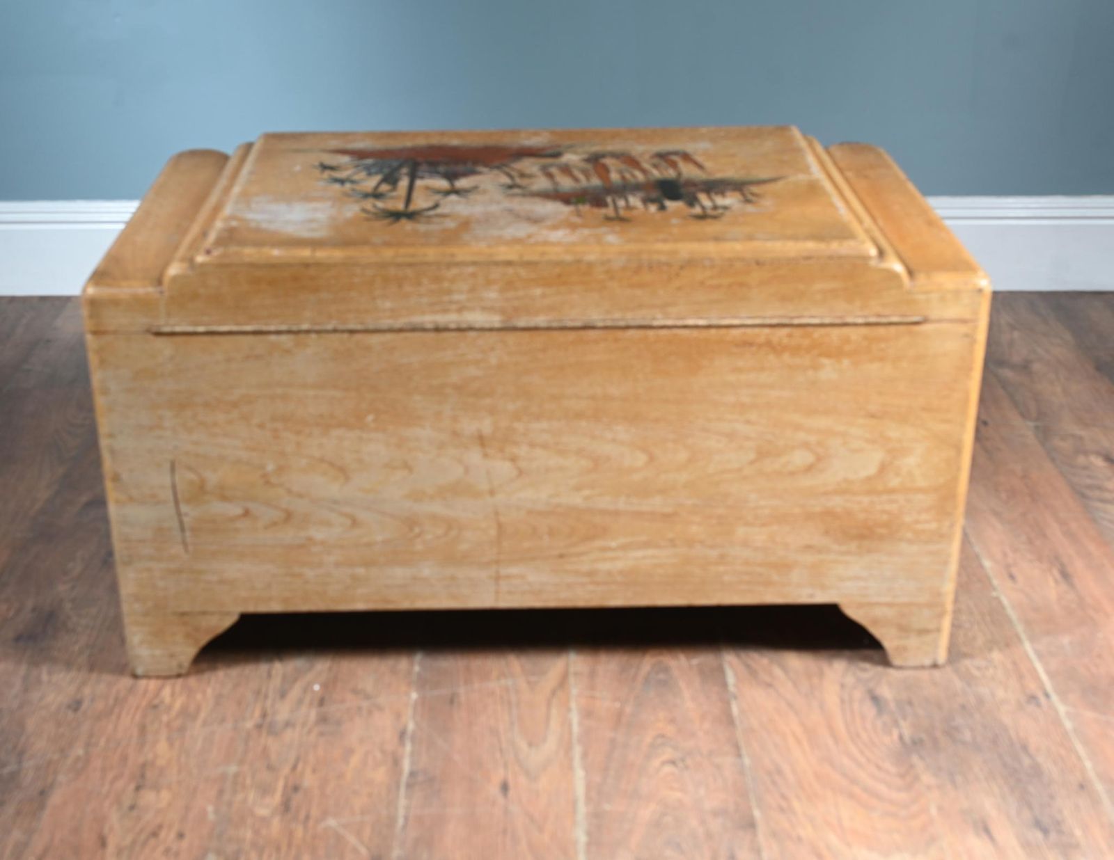 Furniture Antique Chinese Camphor Chest Luggage Box Painted 1910 photo
