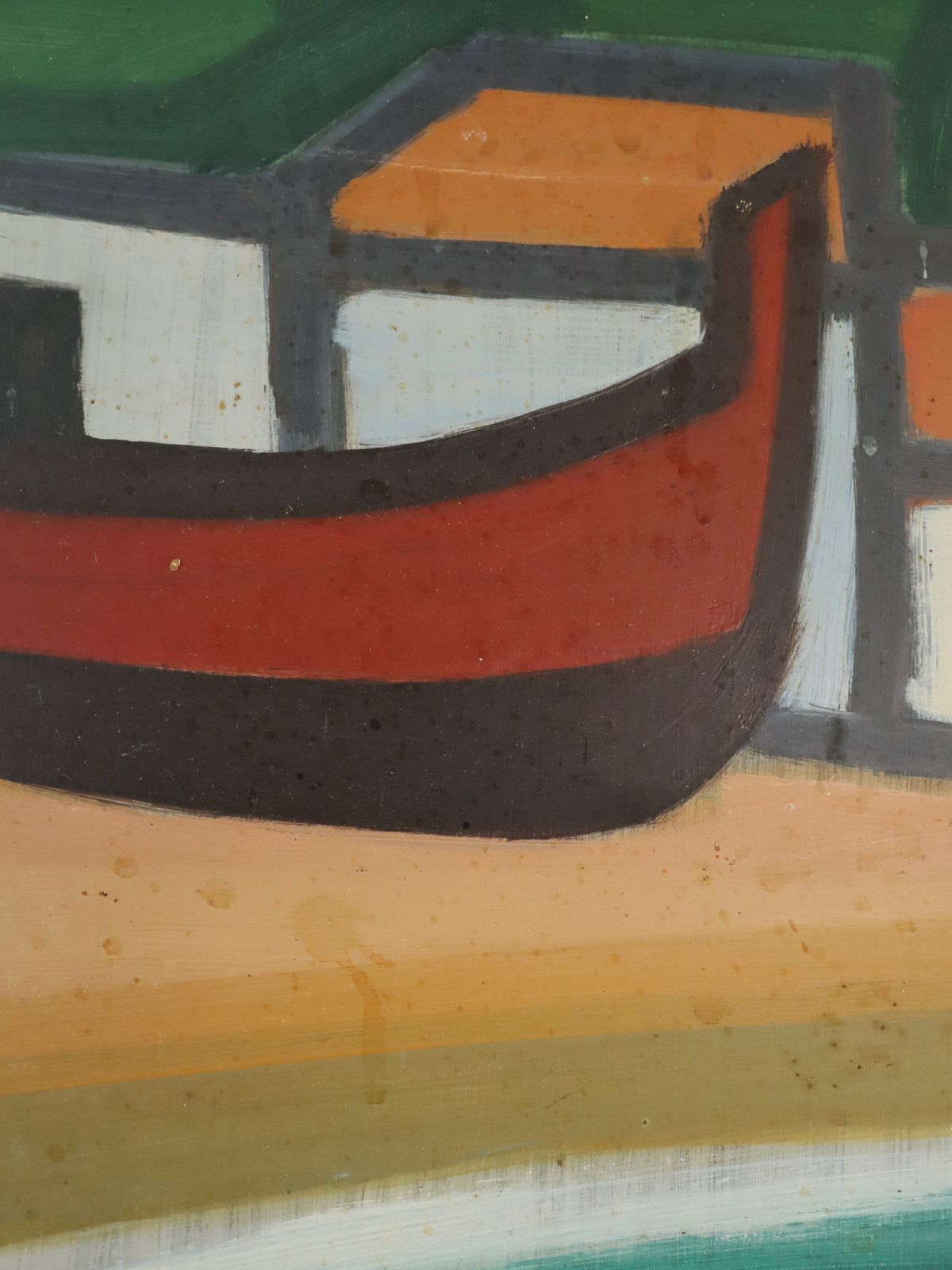 photo furniture Boats At Rest Oil Painting, Mid 20th Century