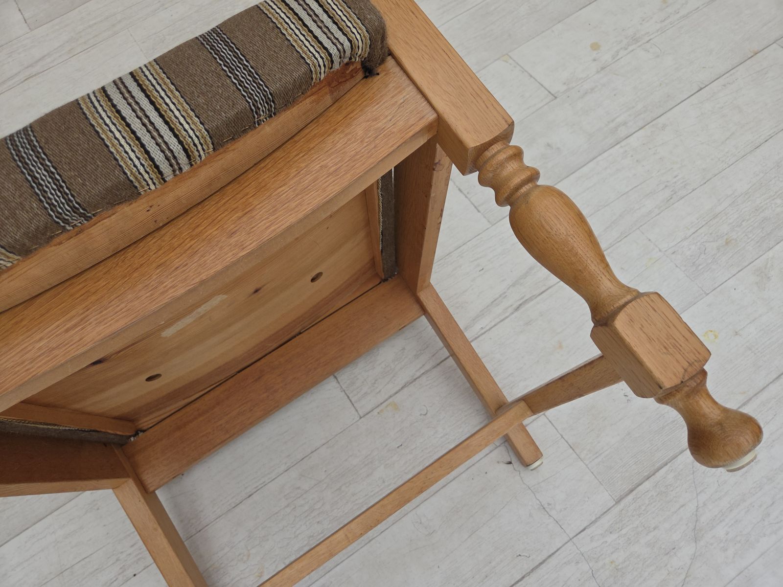 1970s, Pair Of Scandinavian Armchairs, Furniture Wool, Solid Oak Wood. photo furniture