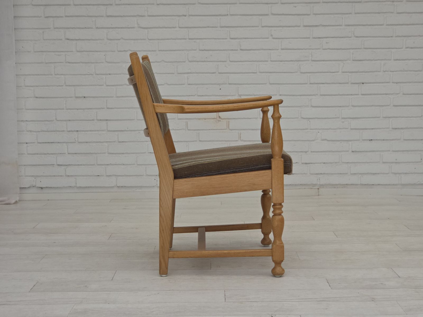 1970s, Pair Of Scandinavian Armchairs, Furniture Wool, Solid Oak Wood. photo 1380.0