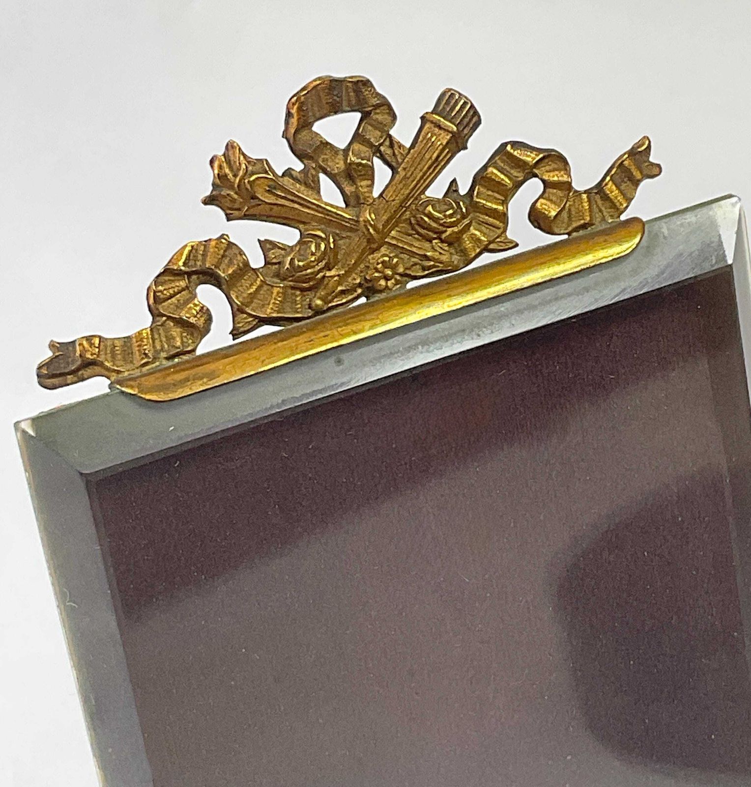 Antique French Gilt Metal And Crystal Glass Photo' Frame, C1890. photo 185.0
