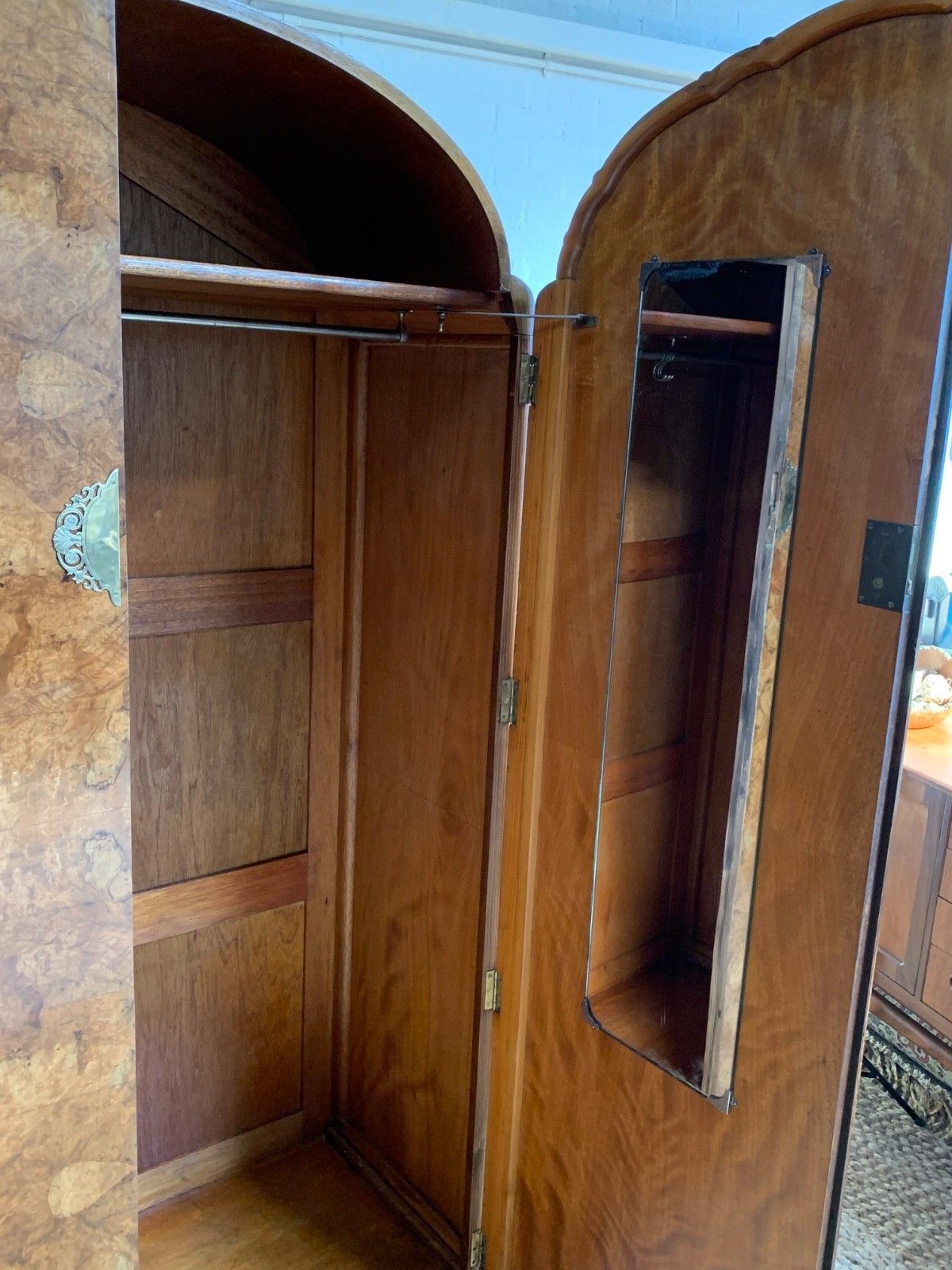 Art Deco Figured Walnut Double Wardrobe photo vintage