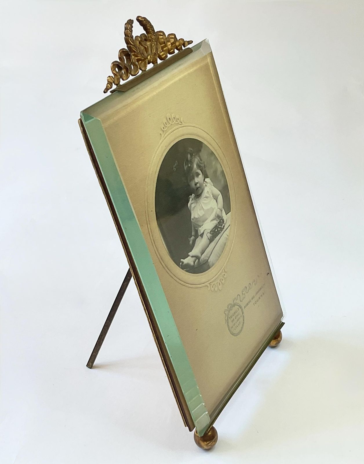 Antique French Gilt Metal And Crystal Glass Photo' Frame, C1890.