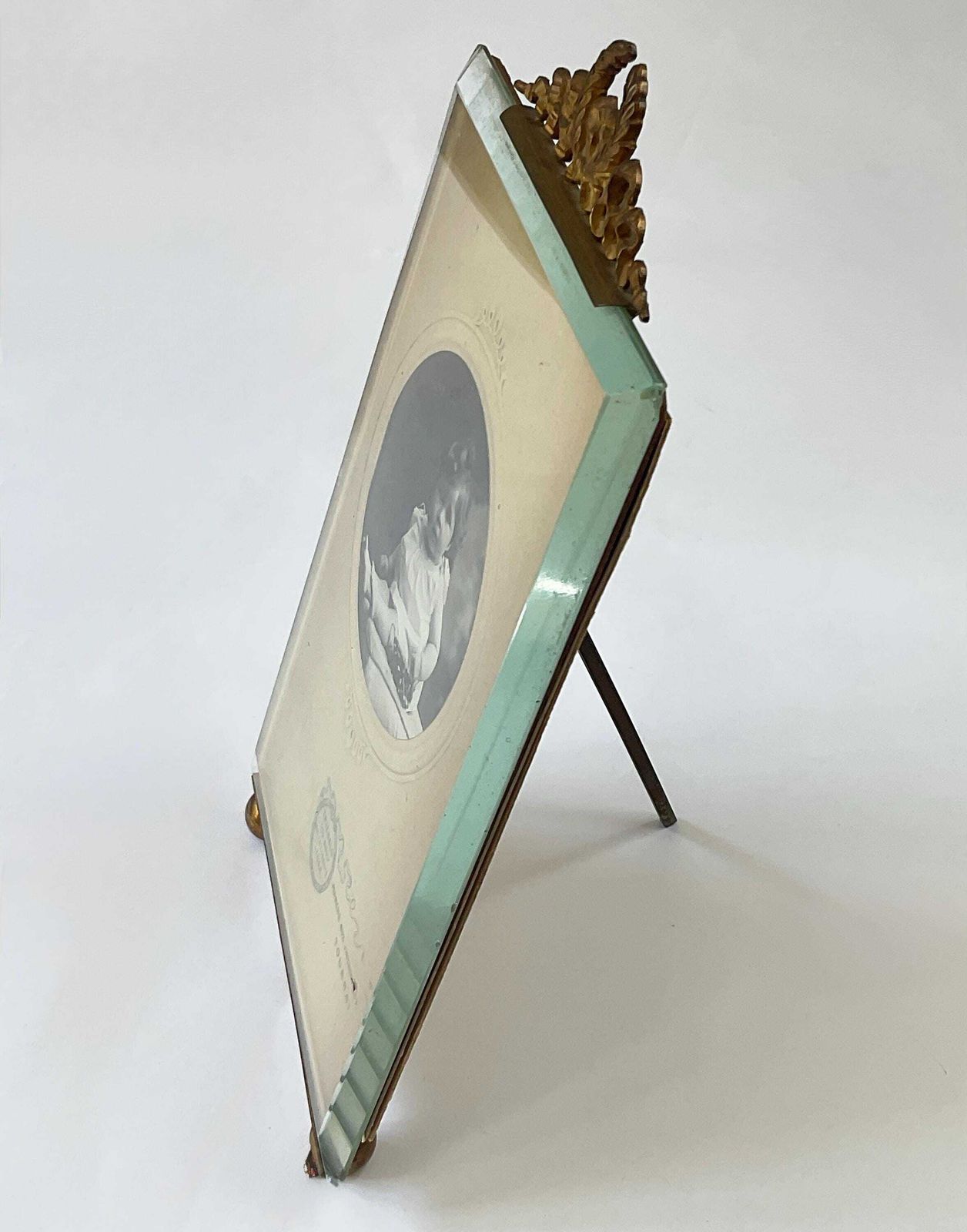 Antique French Gilt Metal And Crystal Glass Photo' Frame, C1890. photo vinterior