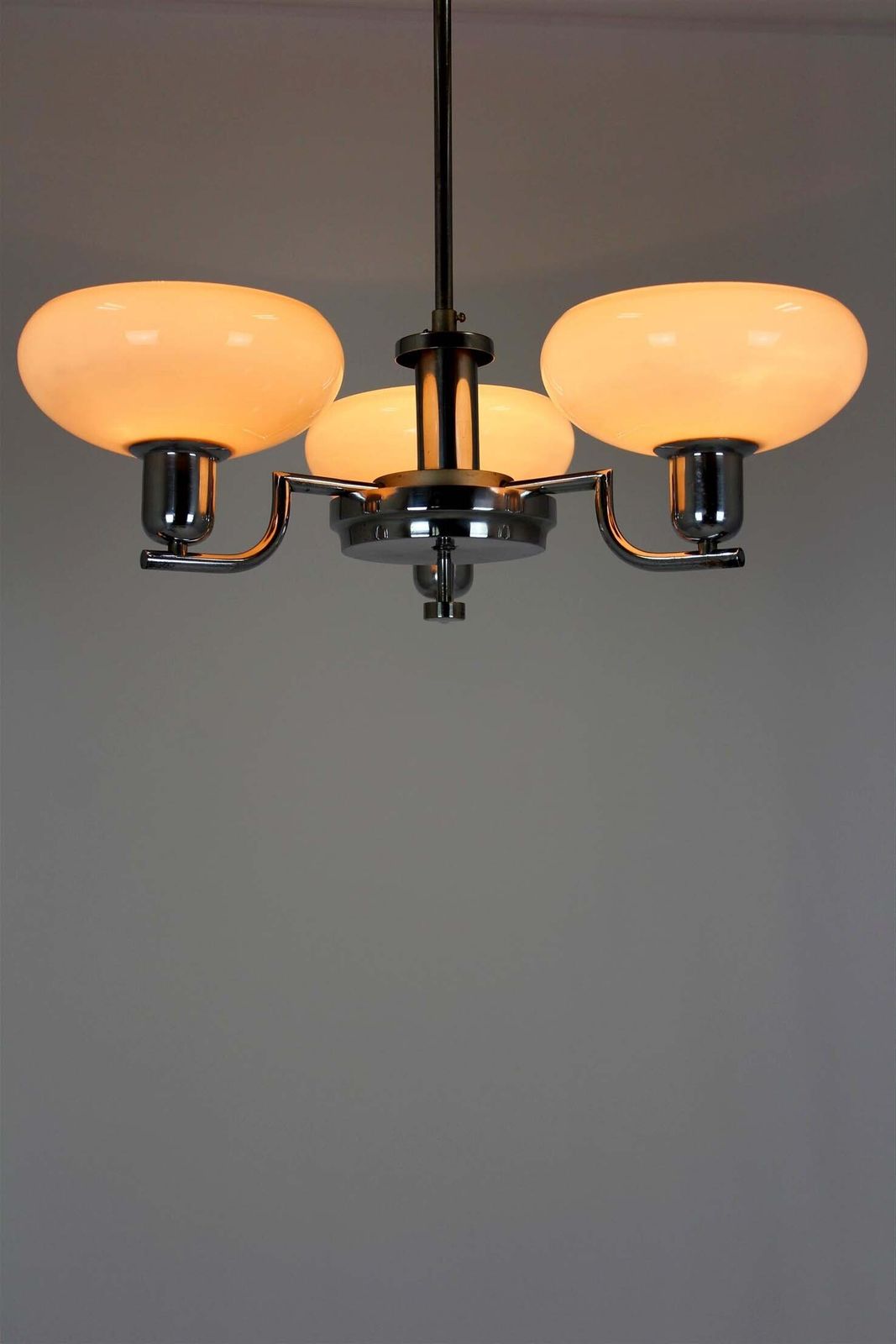 Bauhaus Chrome Chandelier From Napako, Czechoslovakia, 1940s photo for sale
