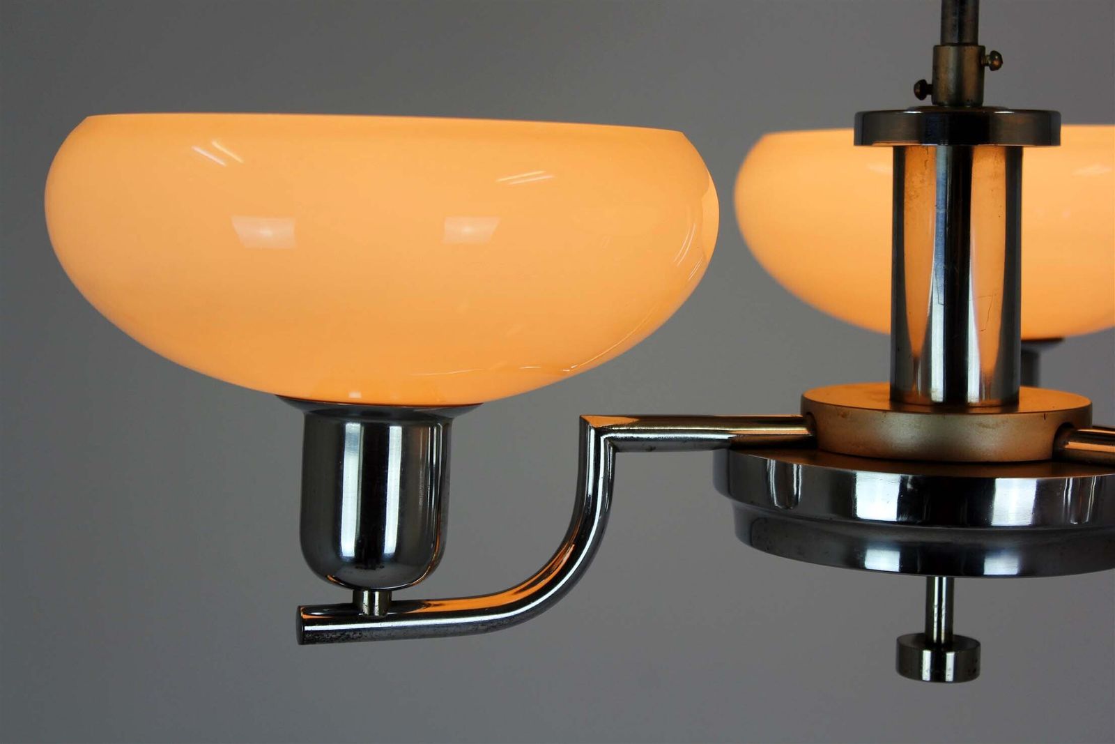 photo vinterior Bauhaus Chrome Chandelier From Napako, Czechoslovakia, 1940s