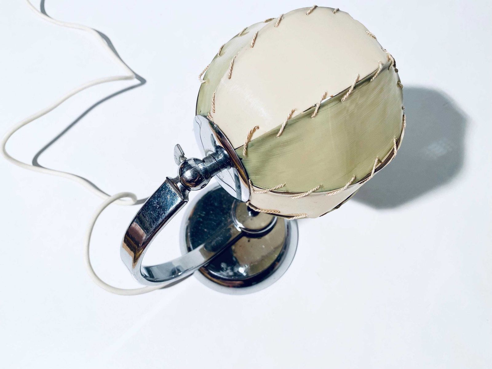 Art Deco Table Chrome Bulb Lamp Wood Glass / 1920s/1930s Vintage Design photo buy