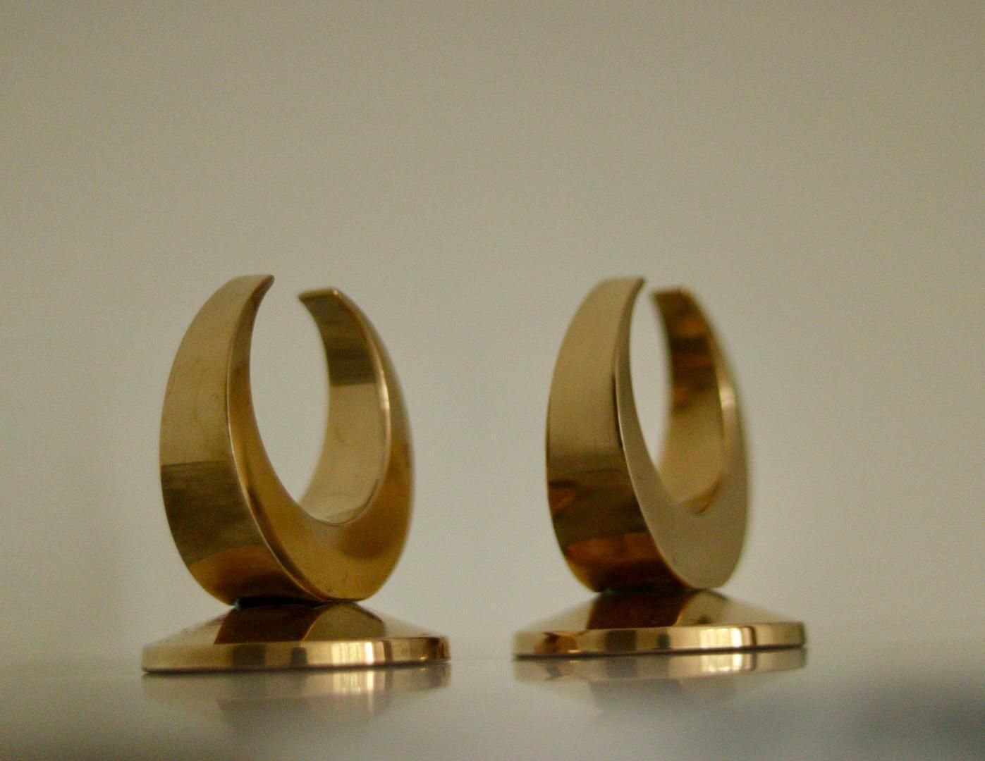 Pair Of Mid Century Swedish Brass Candle Holders By Arthur Pe Kolbäck photo buy