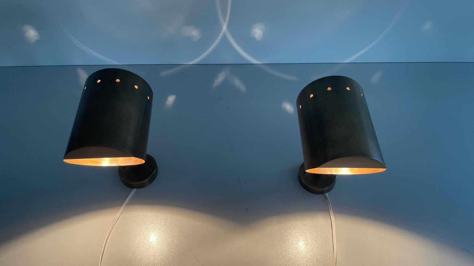 Mid Century Cylindrical Brass Pair Of Sconces With Antique Finish, 1950s, Italy photo Lighting