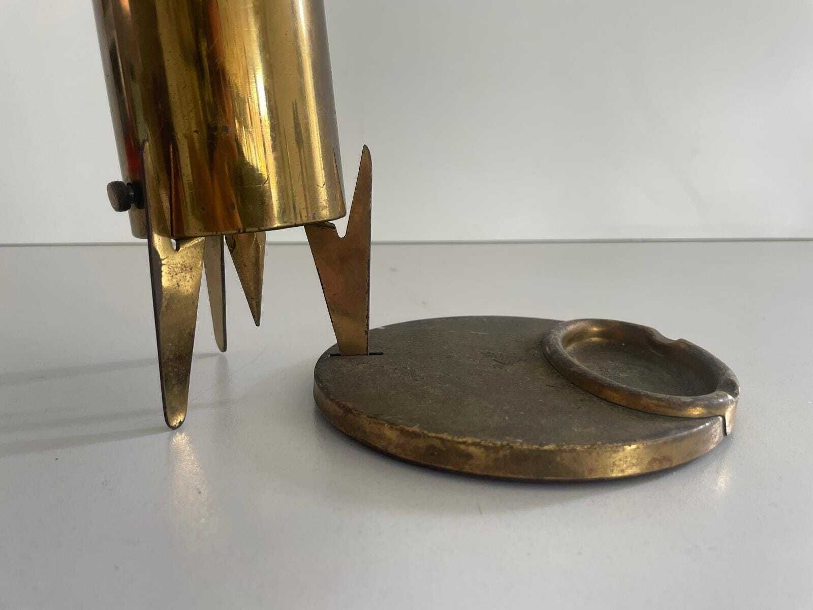 Mid Century Rare Brass Italian Rocket Design Luxury Cigarette Dispenser With Ashtray By Brevettato, 1960s, Italy photo buy