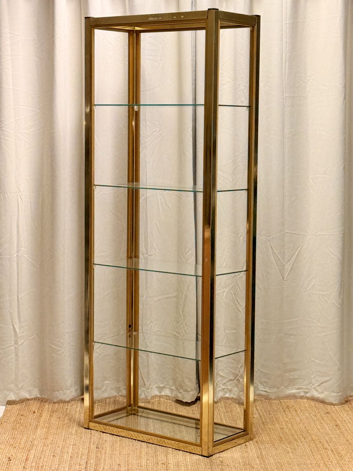 Italian Hollywood Regency Tall Brass & Glass Etagere By Renato Zevi photo vinterior