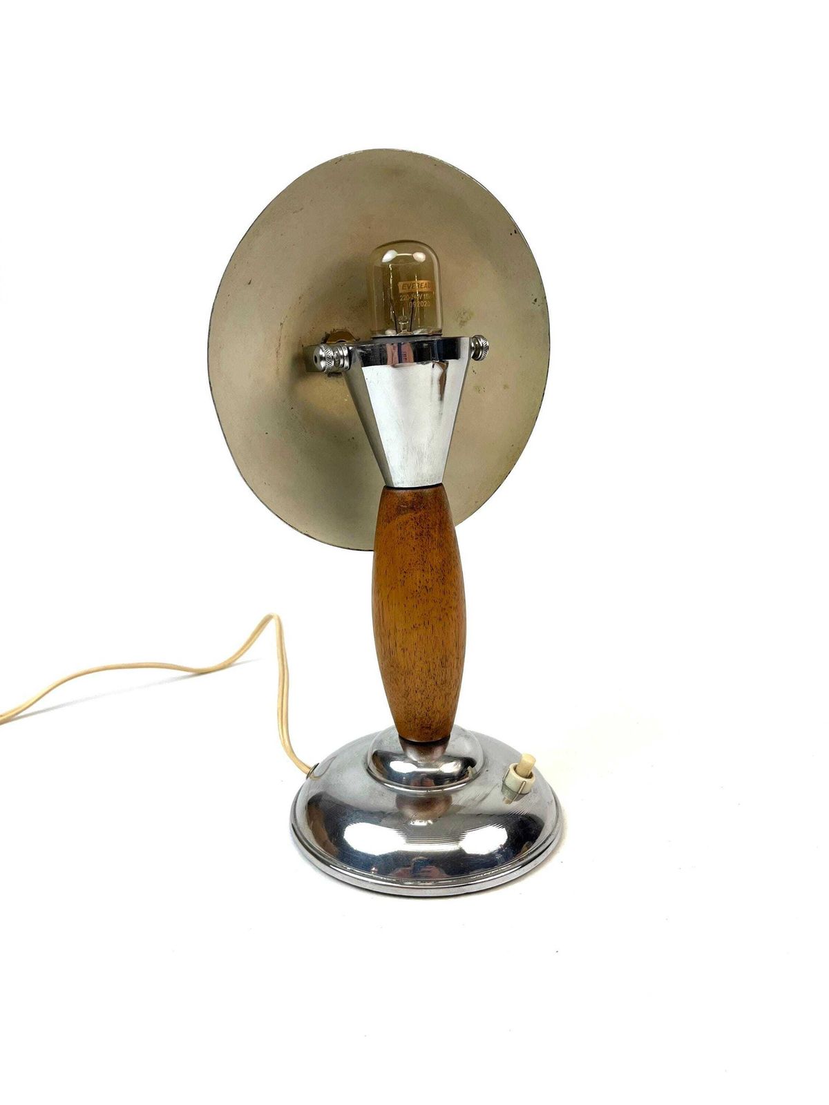 Rare Bauhaus Art Deco Chrome Wood Mushroom Desk Lamp 1930 photo 350.0