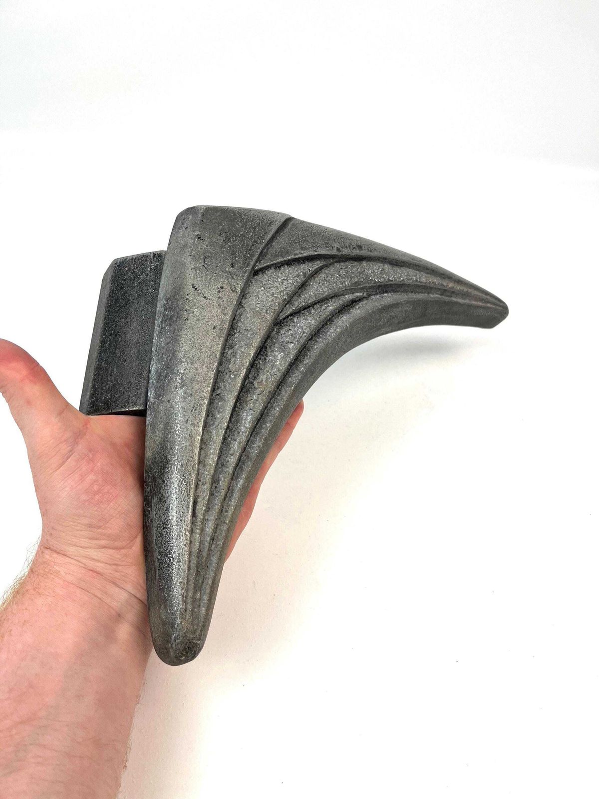 Rare Large Mid Century Solid Abstract Brutalist Metal Cast Door Handle photo vintage