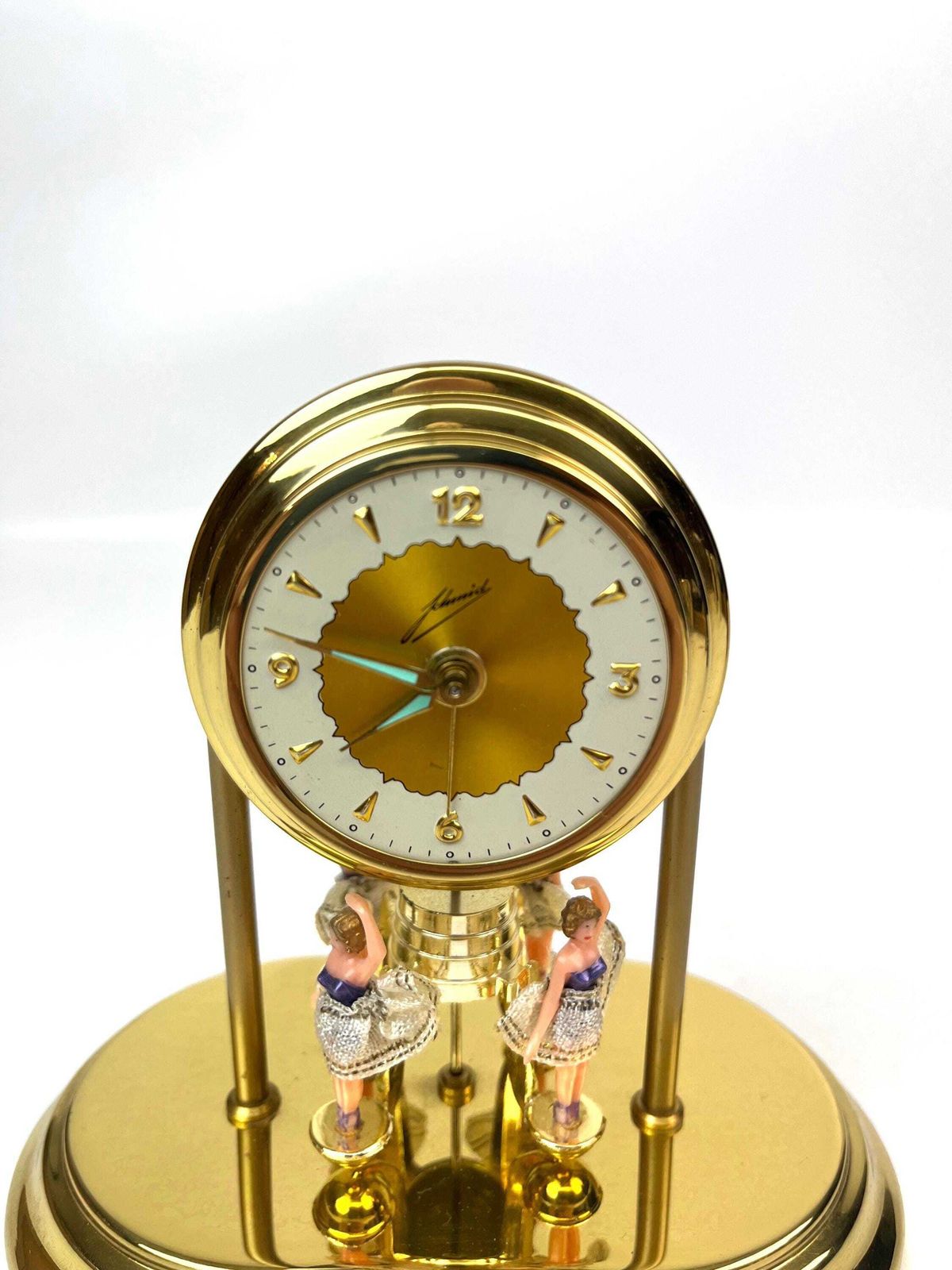 Rare Mid Century Ballerina Pendulum Wind Up Desk Clock By Schmid Nos In Box photo for sale