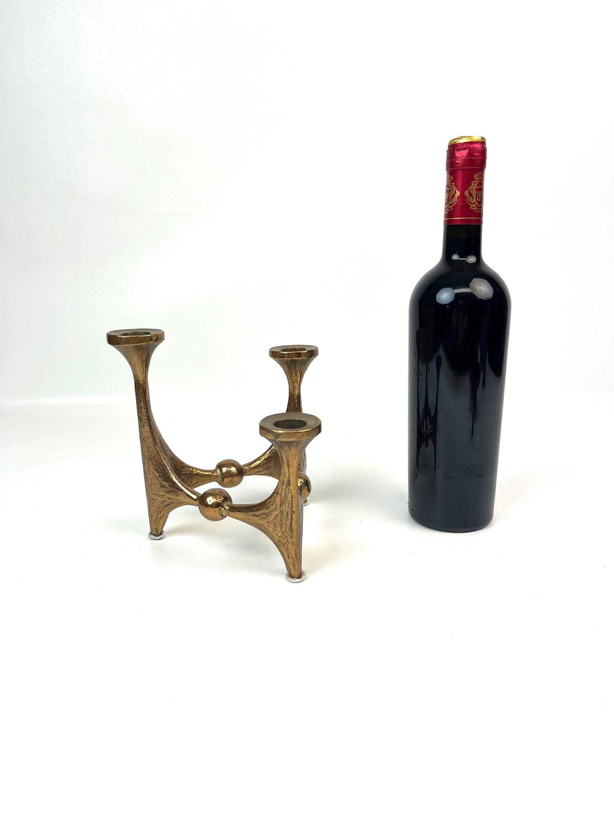 Beautiful Mid Century Solid Bronze Brutalist Candle Holder By Michal Harjes Germany 1960 photo vinterior