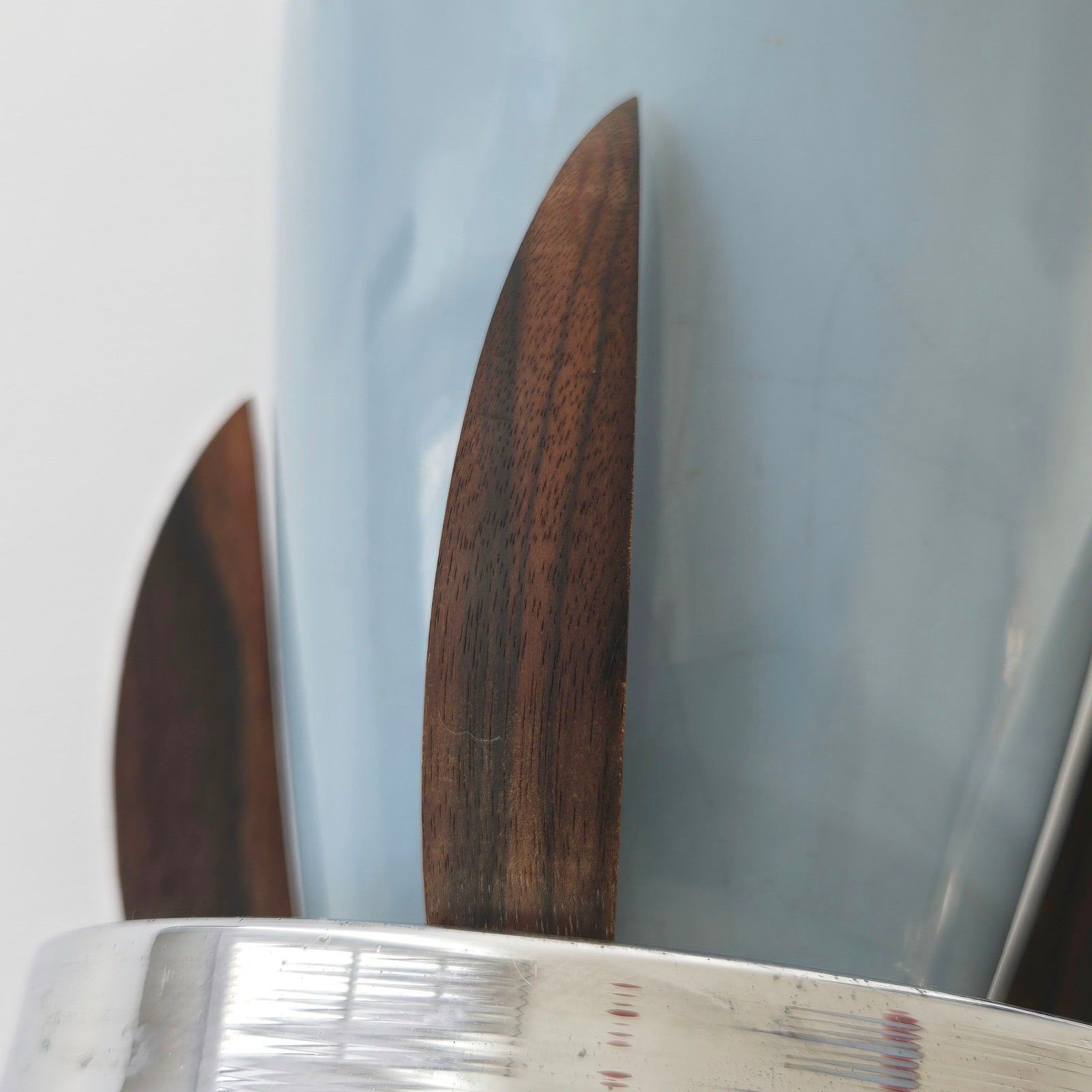 641.0 Vintage Scandinavian 1920 Ceramic Rosewood Chrome Art Deco Vase 20s Retro photo