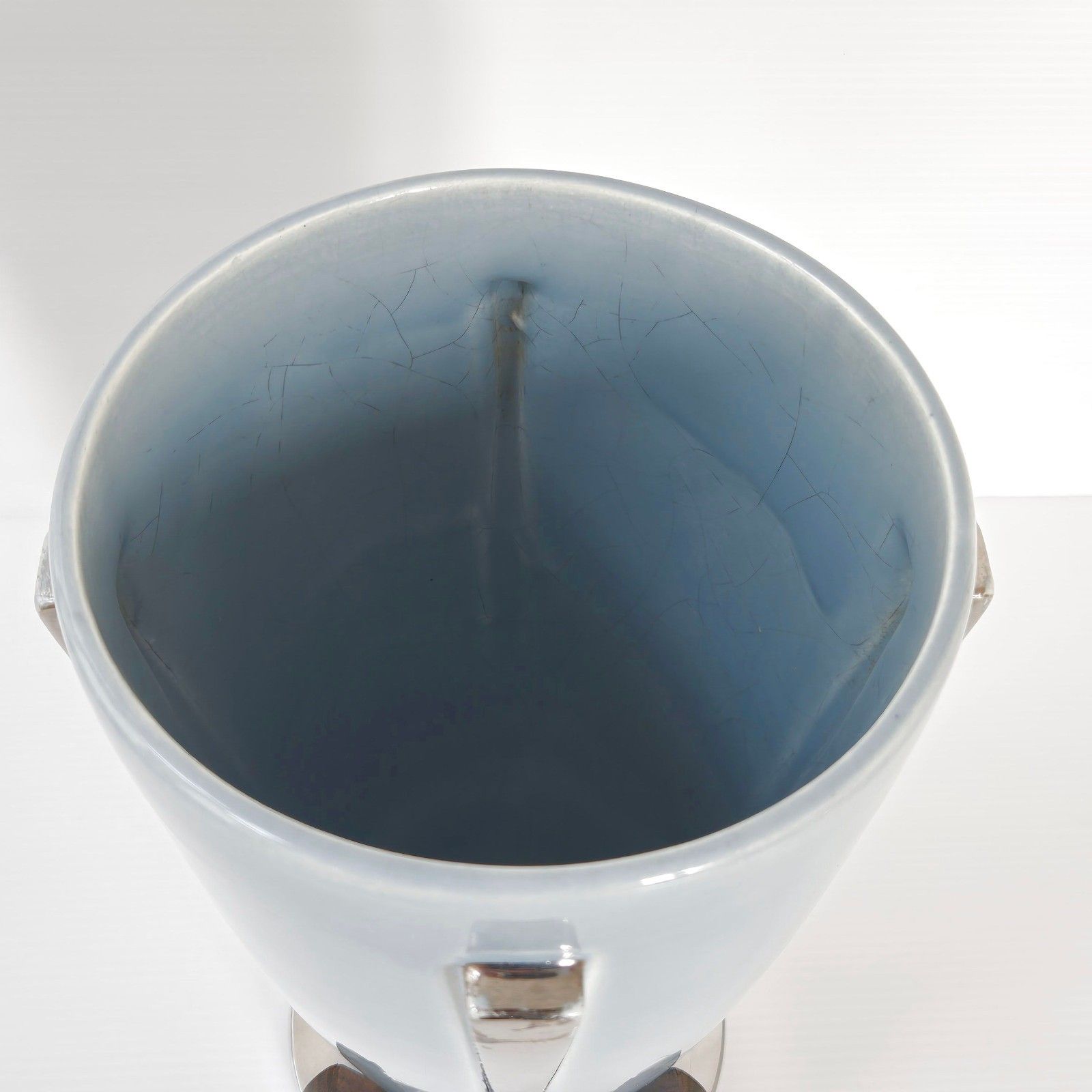 photo vinterior Vintage Scandinavian 1920 Ceramic Rosewood Chrome Art Deco Vase 20s Retro