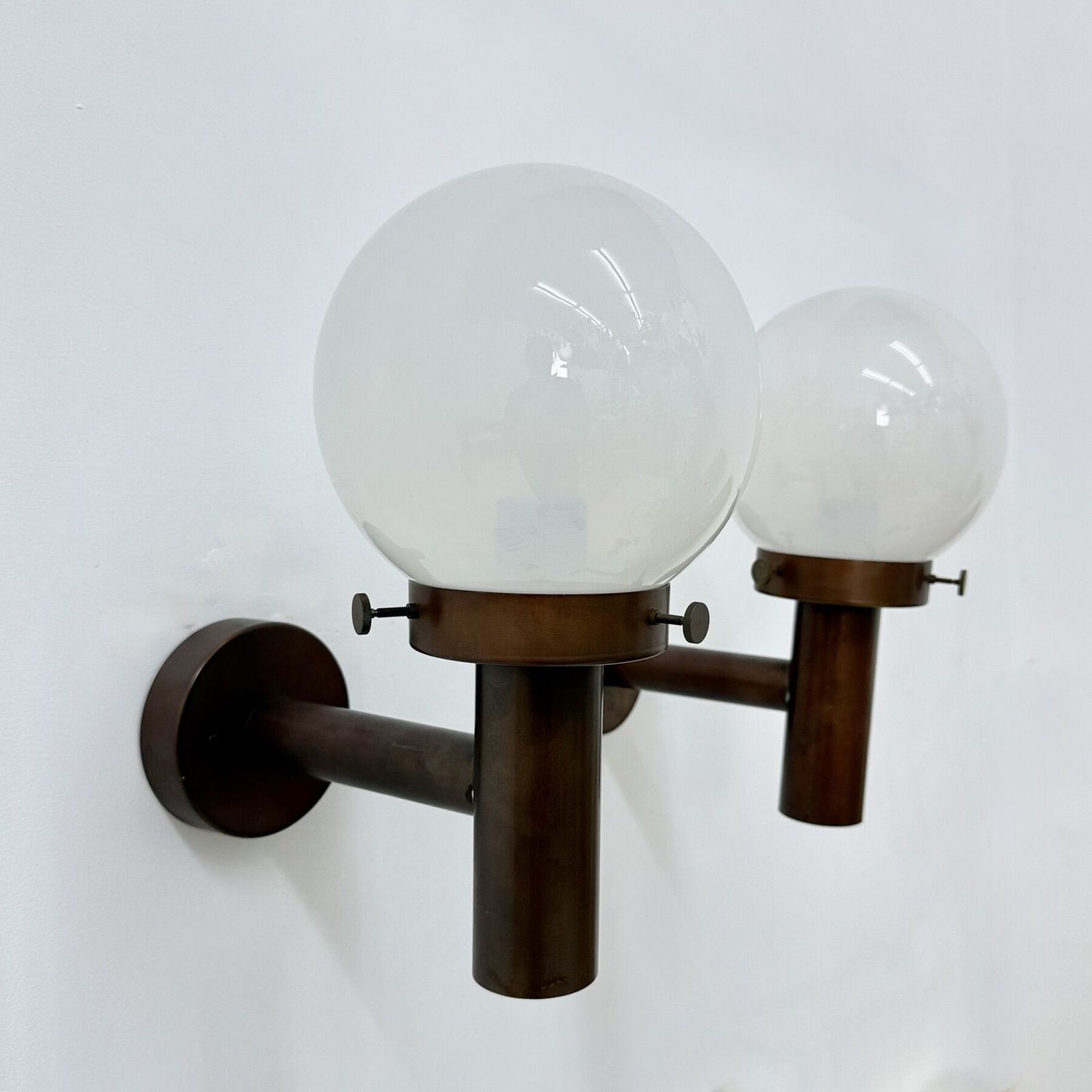 Set Of 2 Globe Glass Wall Lamps Sconces By Lisa Pape Sweden , 1970s photo for sale