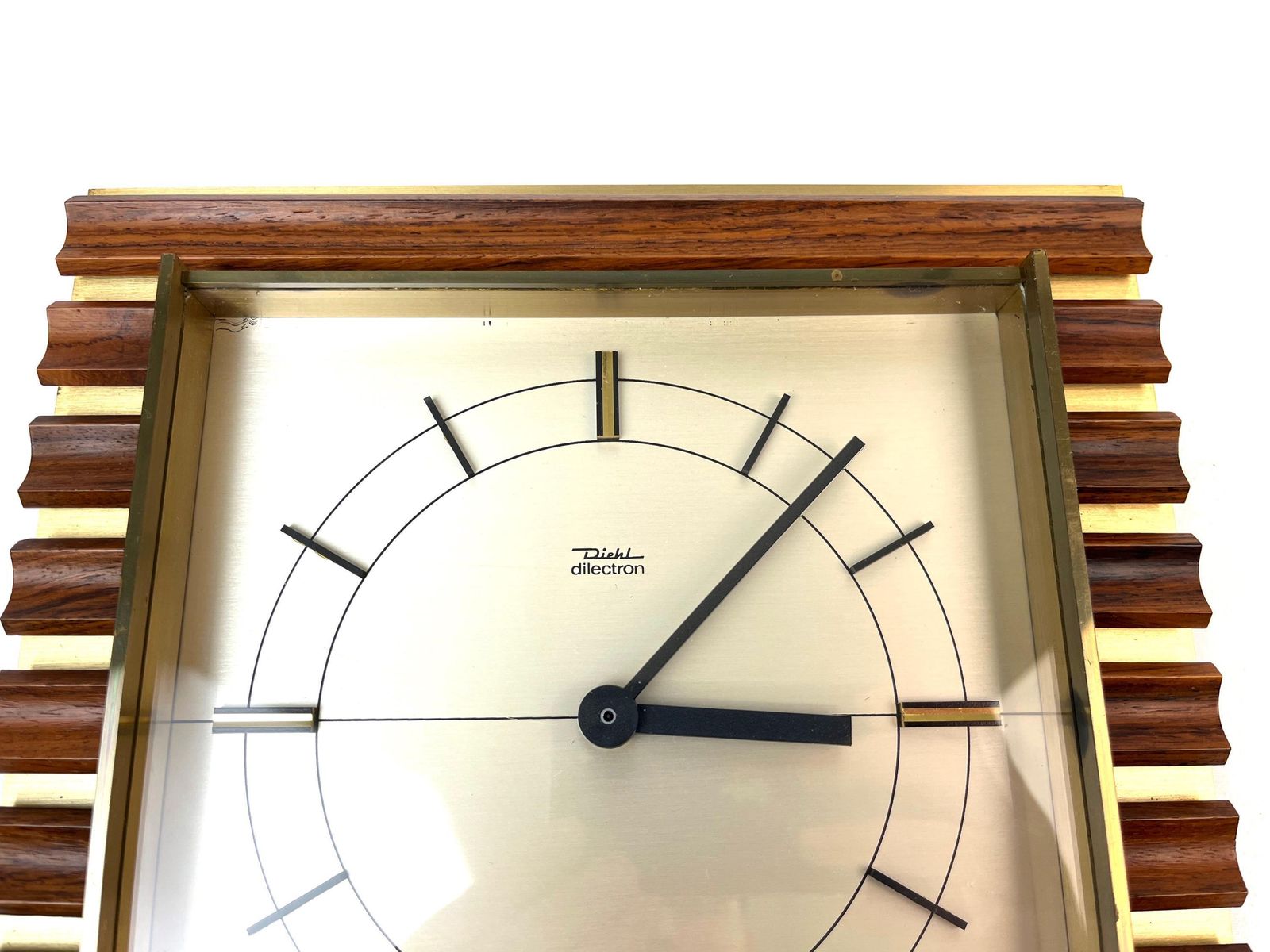 Rare Stunning Mid Century Danish Modern Teak Brass Wall Clock By Diehl photo furniture