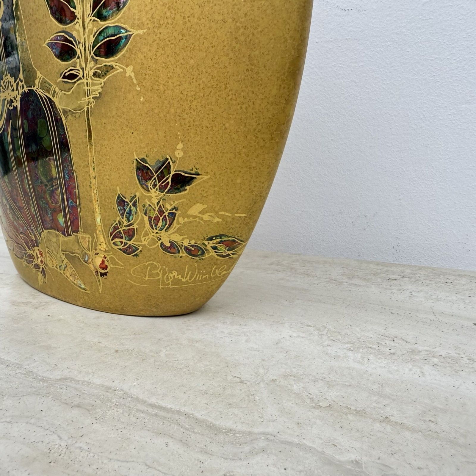 photo for sale Zeldzame Bjørn Wiinblad Voor Rosenthal Vaas Met Goudkleurig Decor, Jaren 1970