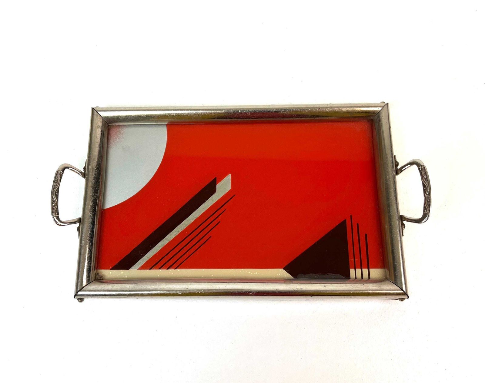 Rare Small Bauhaus Suprematism Art Deco Cocktail Serving Tray By Morris Hirshfield