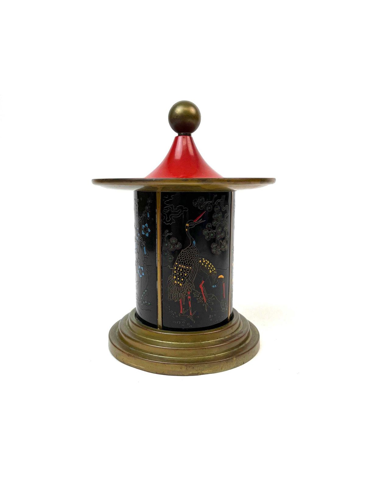 Rare Art Deco Stunning Enamel Pagoda Cigarette Dispenser Japan 1940