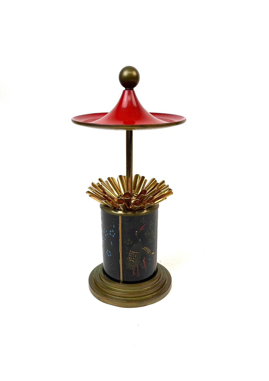 Rare Art Deco Stunning Enamel Pagoda Cigarette Dispenser Japan 1940 photo for sale