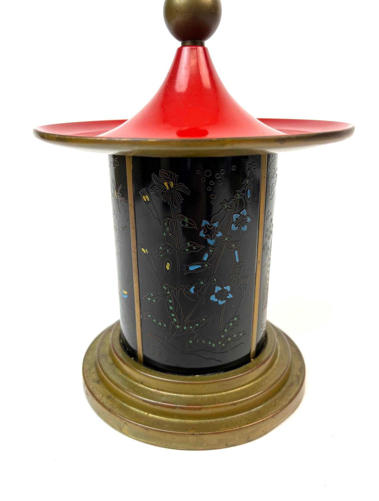 Rare Art Deco Stunning Enamel Pagoda Cigarette Dispenser Japan 1940 photo 400.0