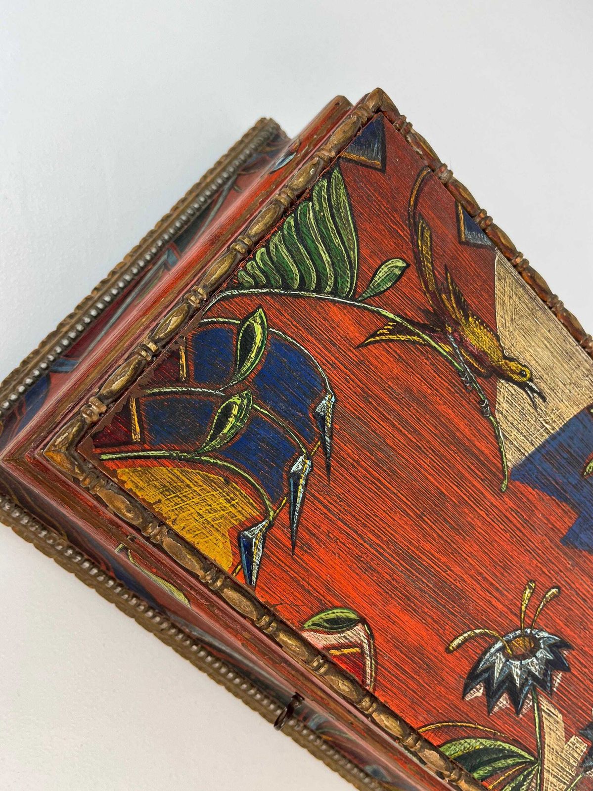 Grote art deco sieradendoos, handgemaakt hout met slot en sleutel photo for sale