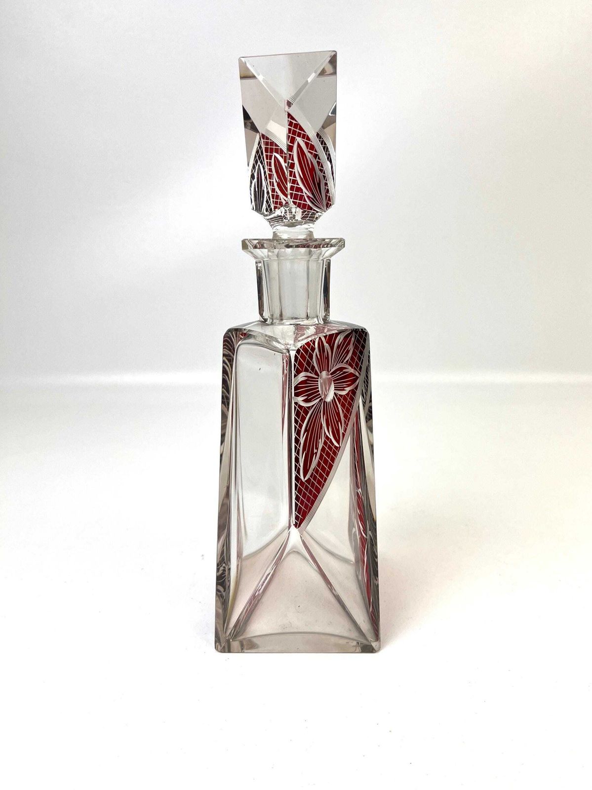 Stunning Art Deco Cubist Enamel Vodka Liquor Decanter & Glasses Set By Karl Palda photo vintage