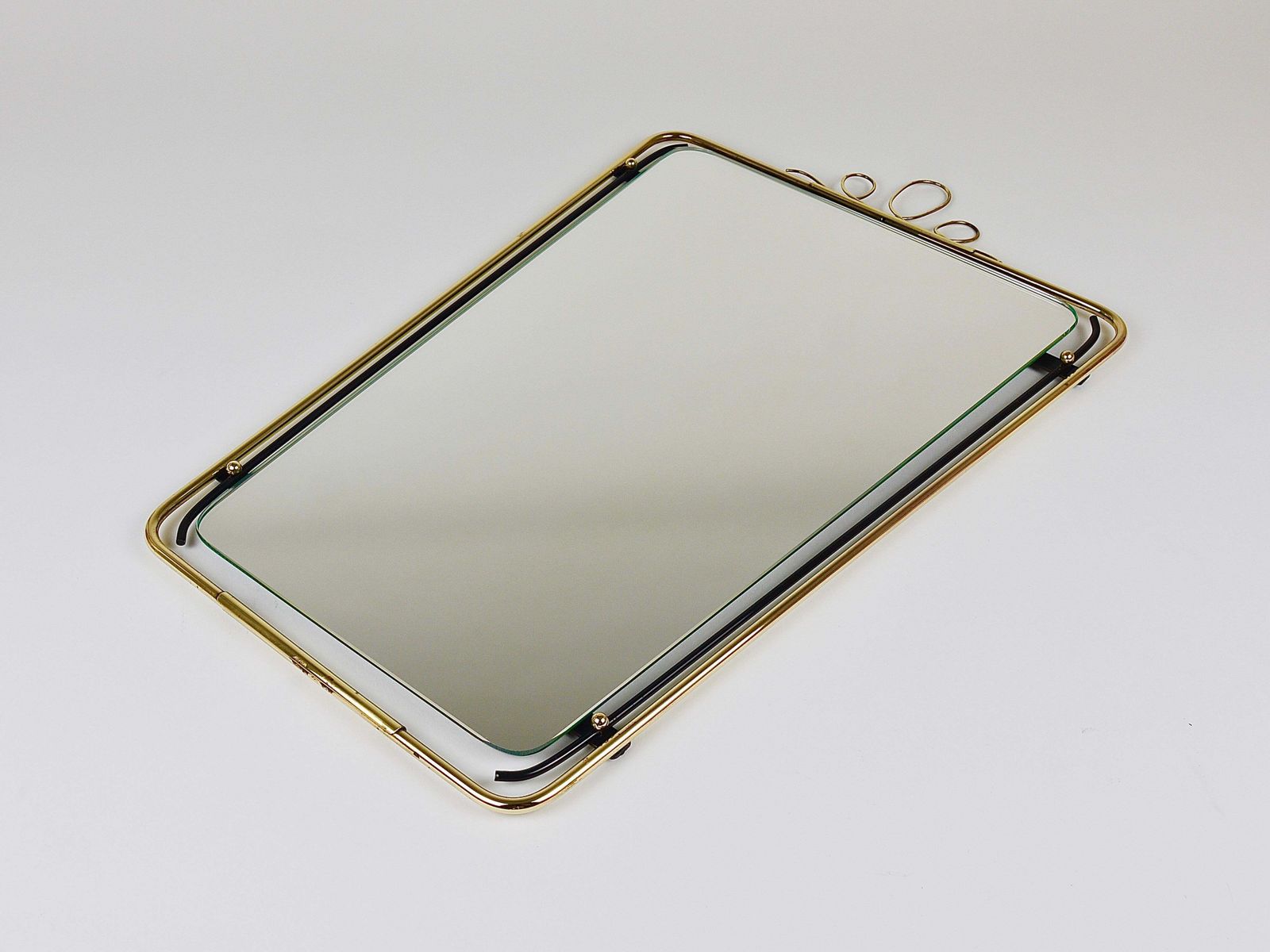 Midcentury Modern Brass Loops Wire Wall Mirror, Italy, 1950s photo Home Decor