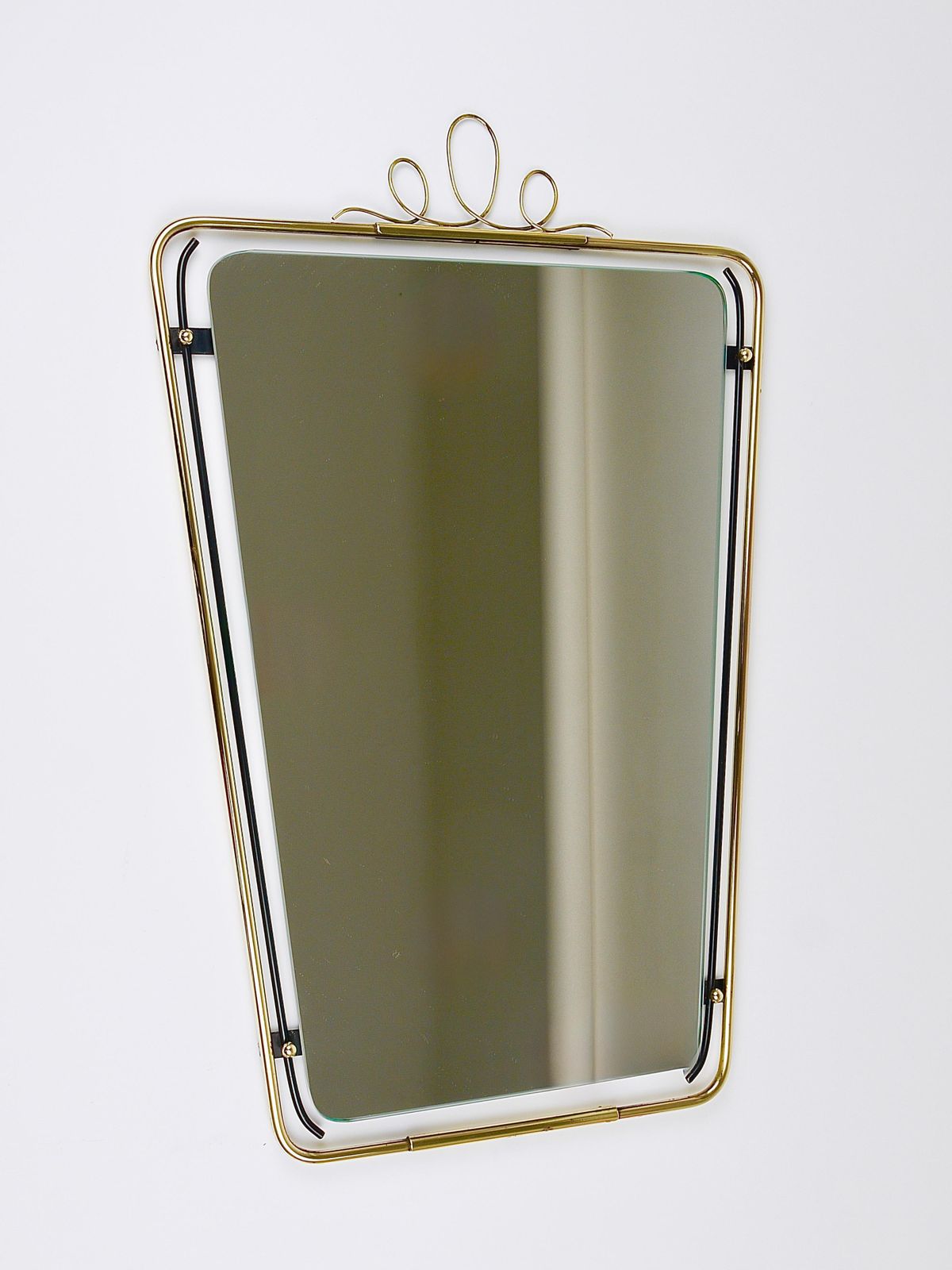 photo for sale Midcentury Modern Brass Loops Wire Wall Mirror, Italy, 1950s