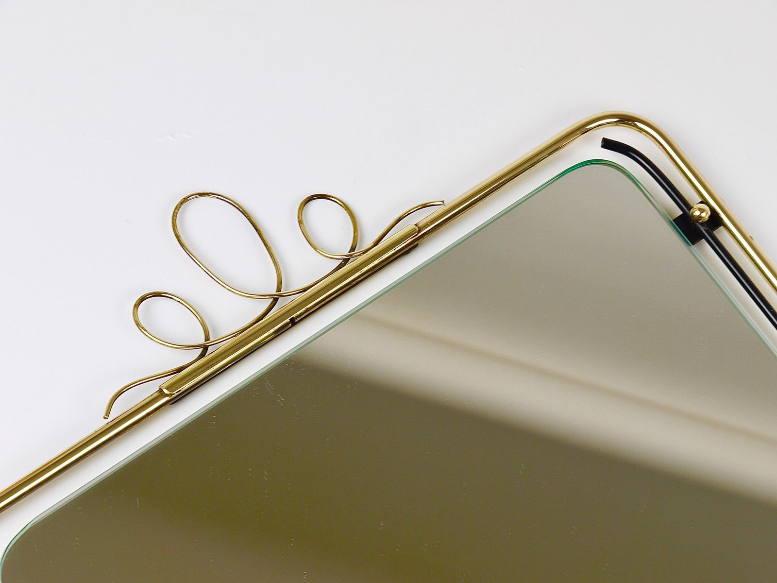 photo vintage Midcentury Modern Brass Loops Wire Wall Mirror, Italy, 1950s