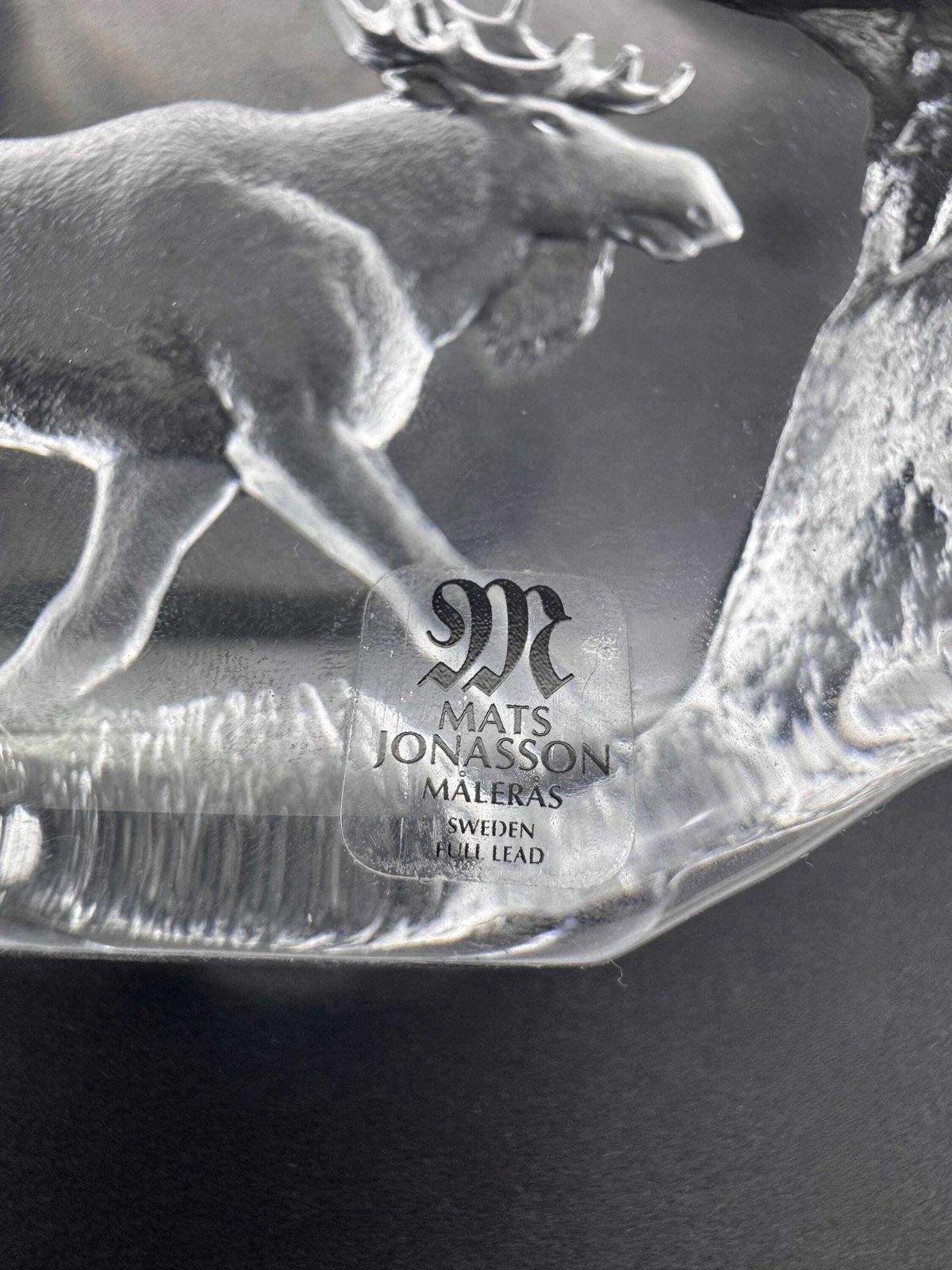 Mats Jonasson For Maleras Crystal Moose Ornament, Collectable Swedish Glass photo Home Decor