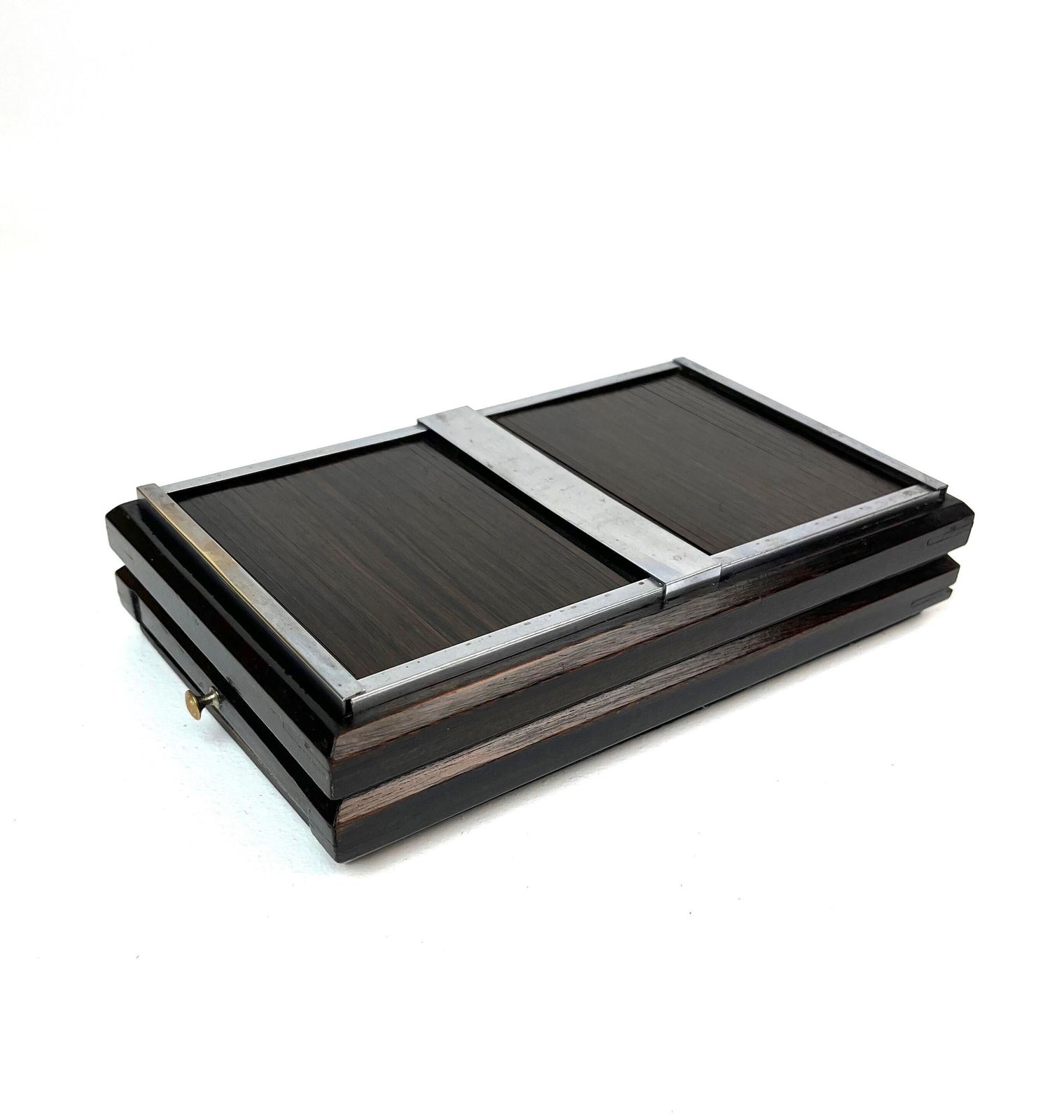Beautiful Bauhaus Art Deco Avant Garde Double Roll Top Jewelry Box Germany 1930