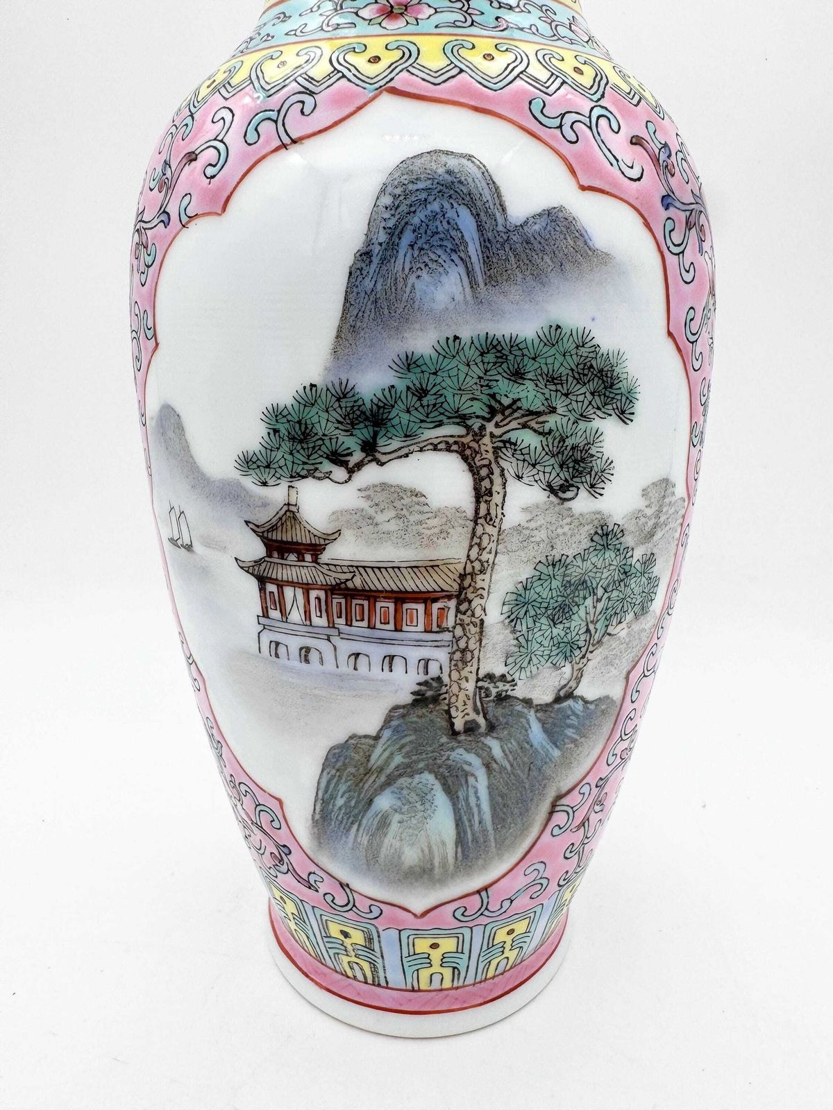 Vintage Chinese Famille Rose Landscape Vase photo furniture