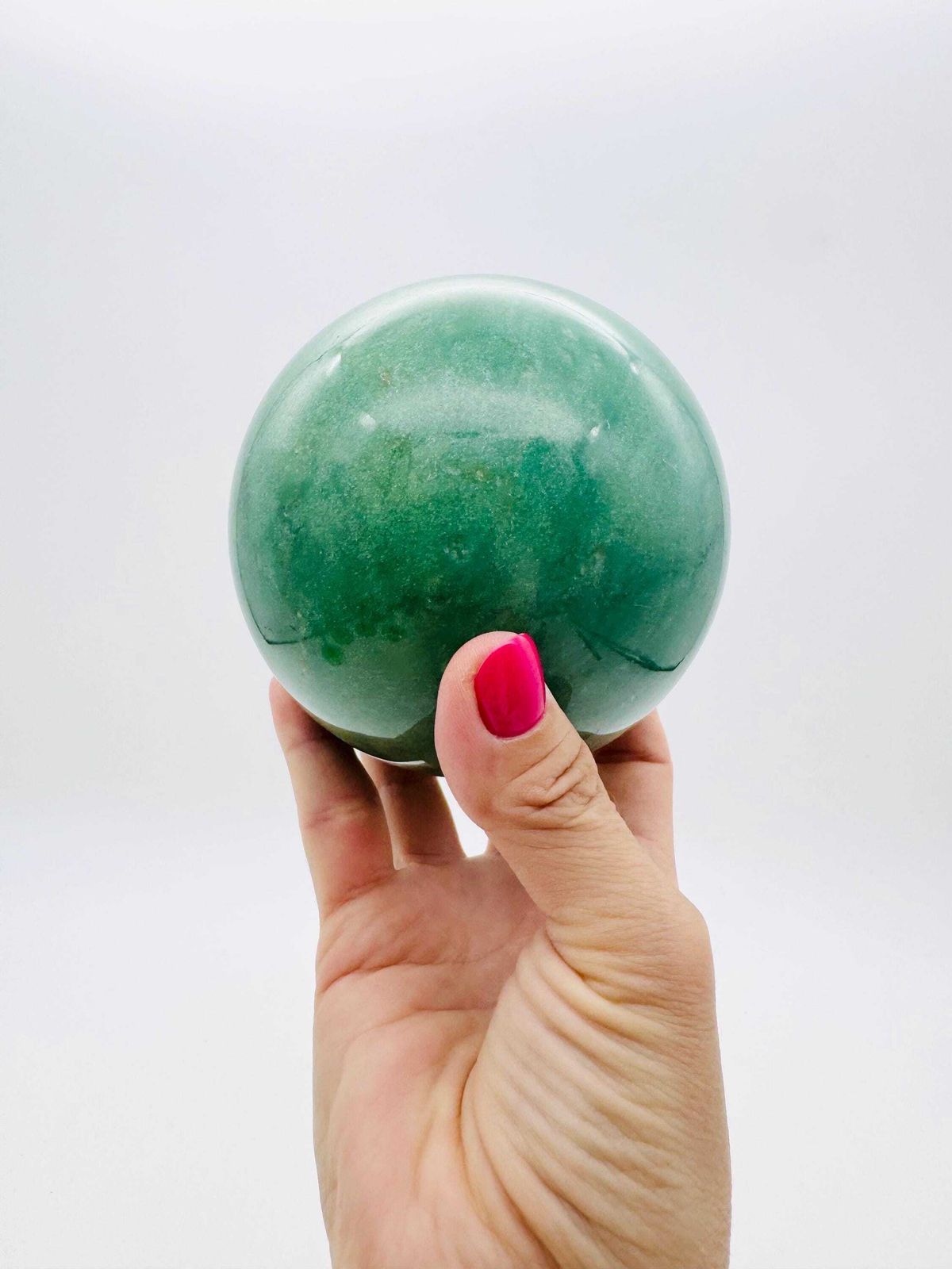 Large 13cm Natural Stone Sphere, Green Gemstone Ball photo vinterior