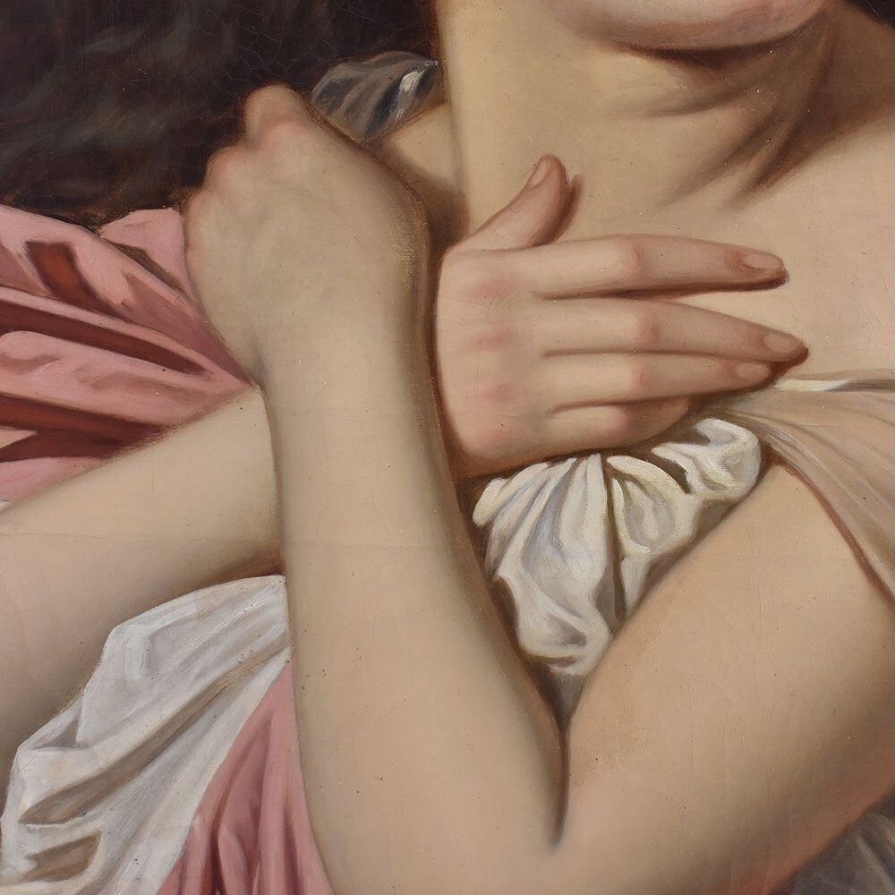 Antique Portrait Painting, Greek Goddess, Muse, Female Portrait, Oil On Canvas, XIX Century. (Qr669) photo buy