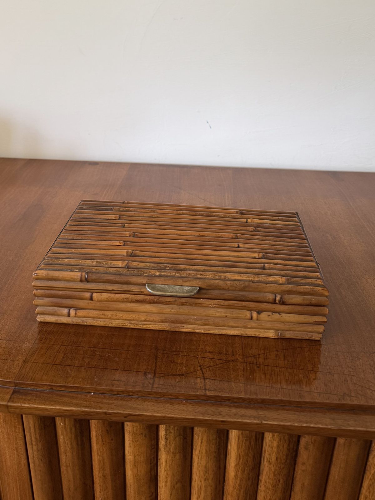 Hollywood Regency Grissinato Bamboo Jewelry Box Gabriella Crespi Style, Rcm Italy 1970 photo buy