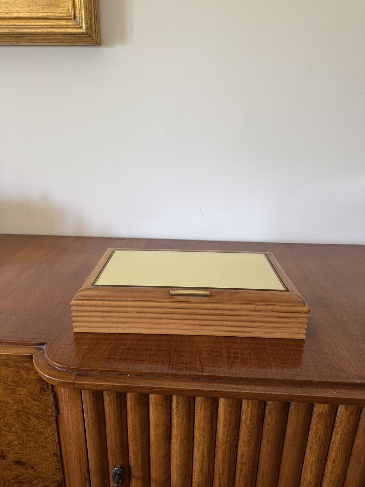 photo furniture Mid Century Grissinato Wood Jewelry Box, Fontana Arte Italy 1960