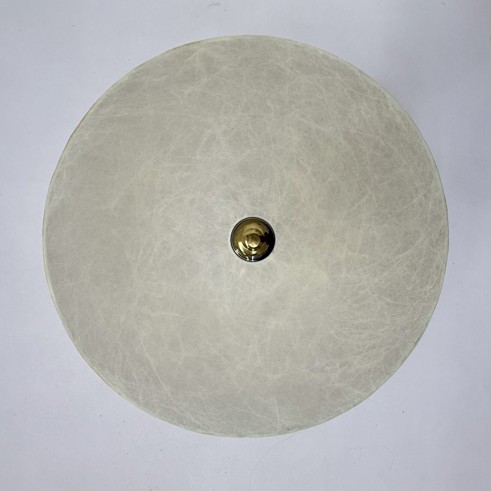 Grote Mid Century Modern Ronde Witte Cocon Plafondlamp Van Goldkant Leuchten, Ca. Jaren 1960 photo for sale
