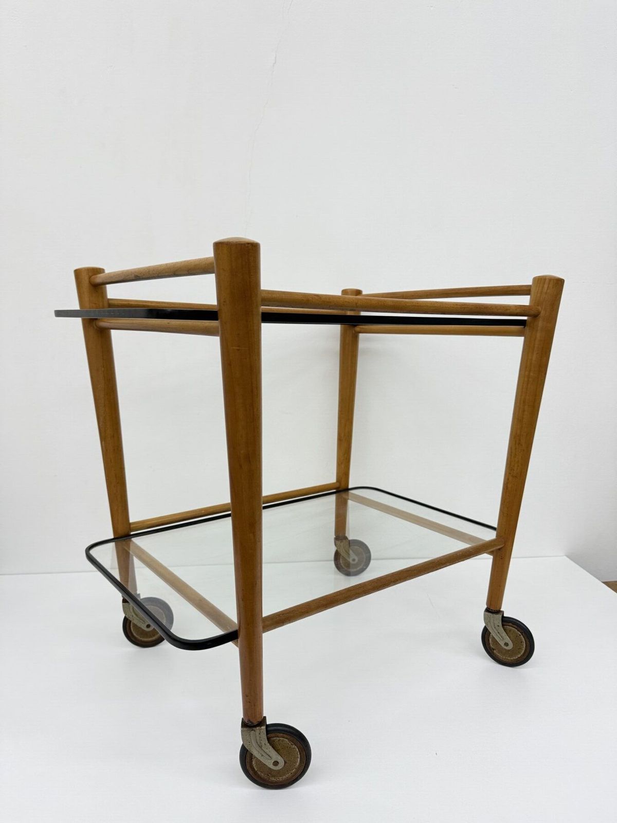 Furniture Coja Culemburg Model 1127 Wooden And Glass Side Table Trolley , 1970s photo